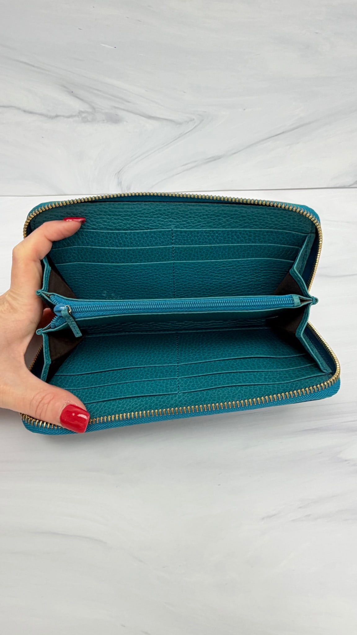 Gucci Blue Leather Long Zippy Wallet