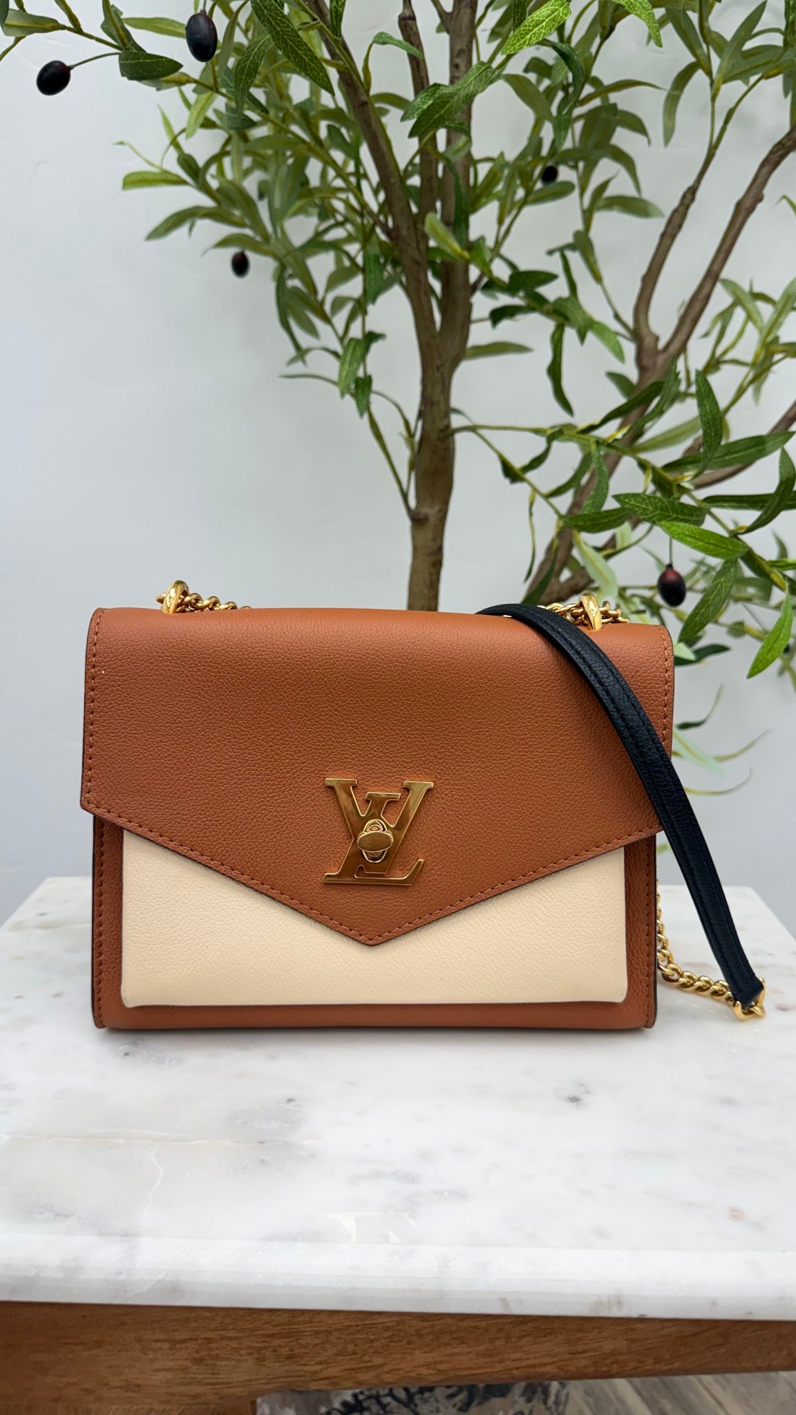Louis Vuitton Brown Grained Leather My Lock Me Chain Bag 