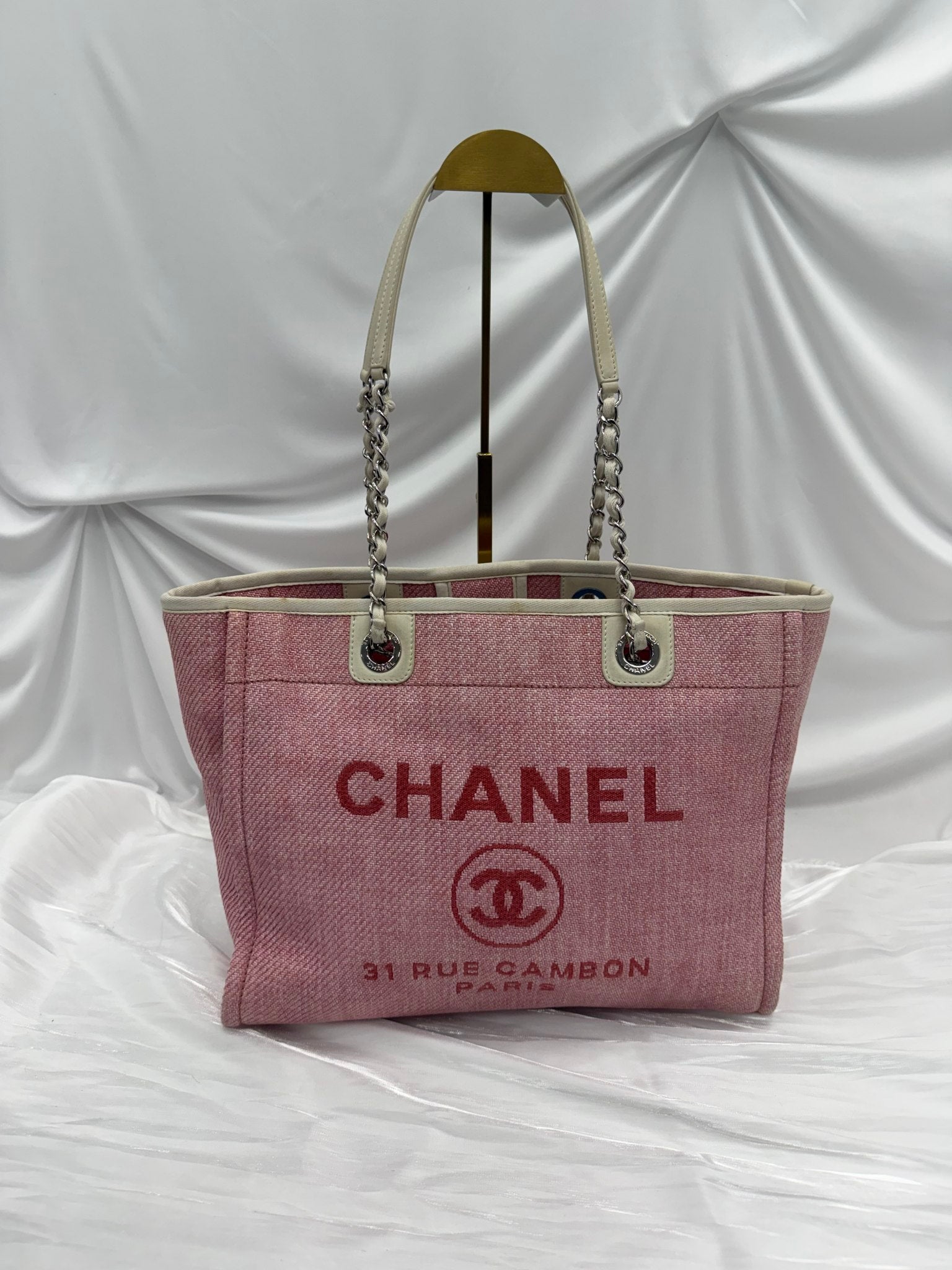 Chanel Pink Canvas Small Deauville Tote Bag