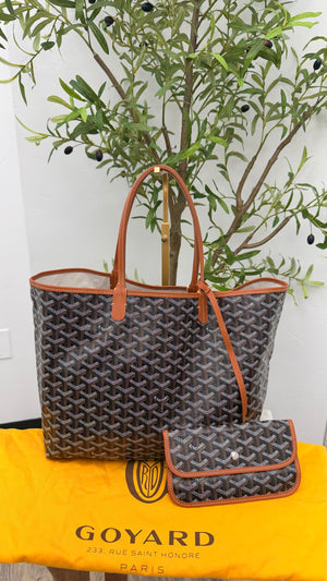 Goyard Brown And Black Goyardine Saint Louis PM Tote Bag
