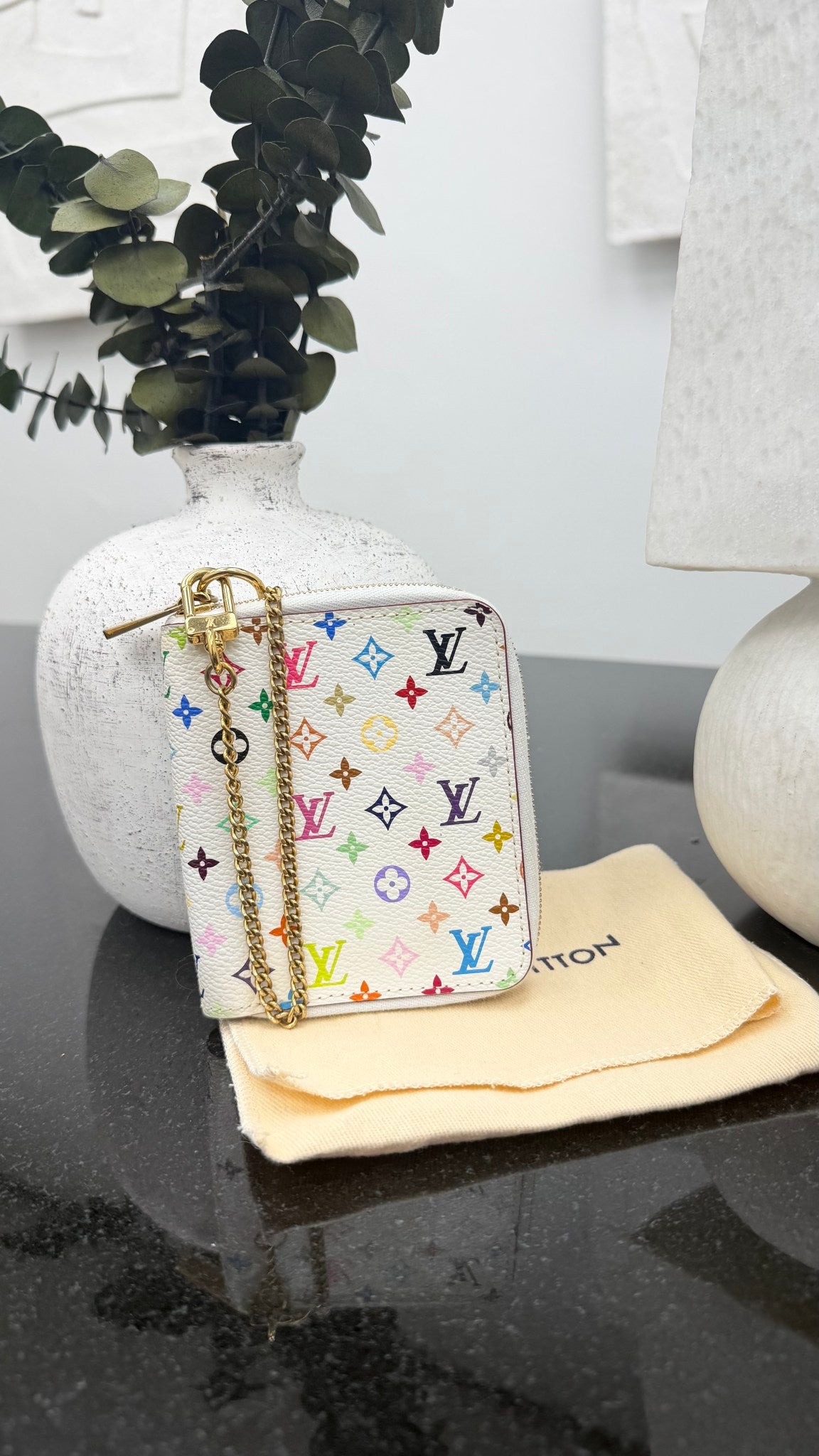 Louis Vuitton White Multicolor Monogram Zippy Compact Wallet