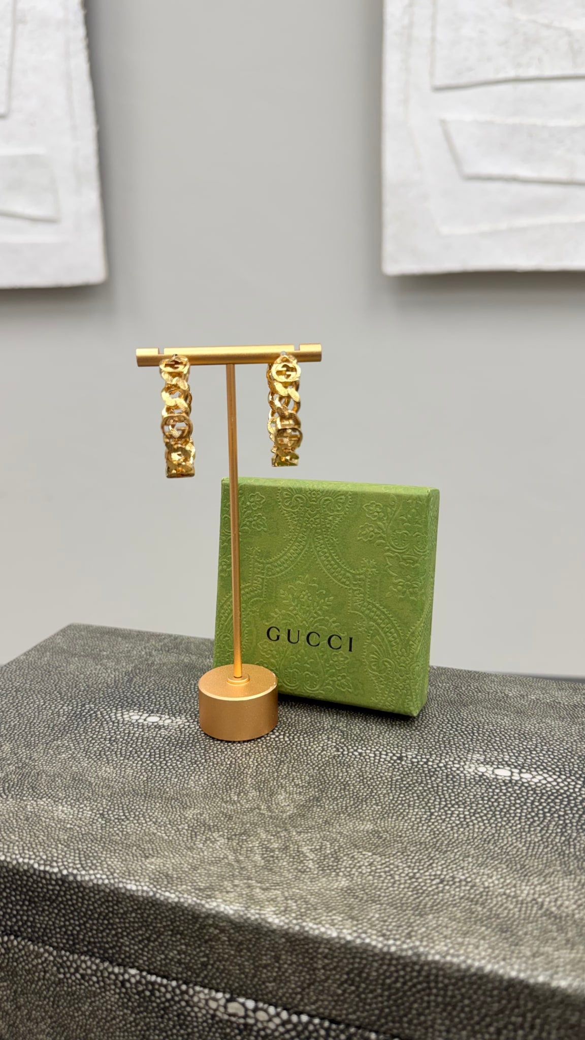 Gucci Gold Toned GG Hoop Earrings 