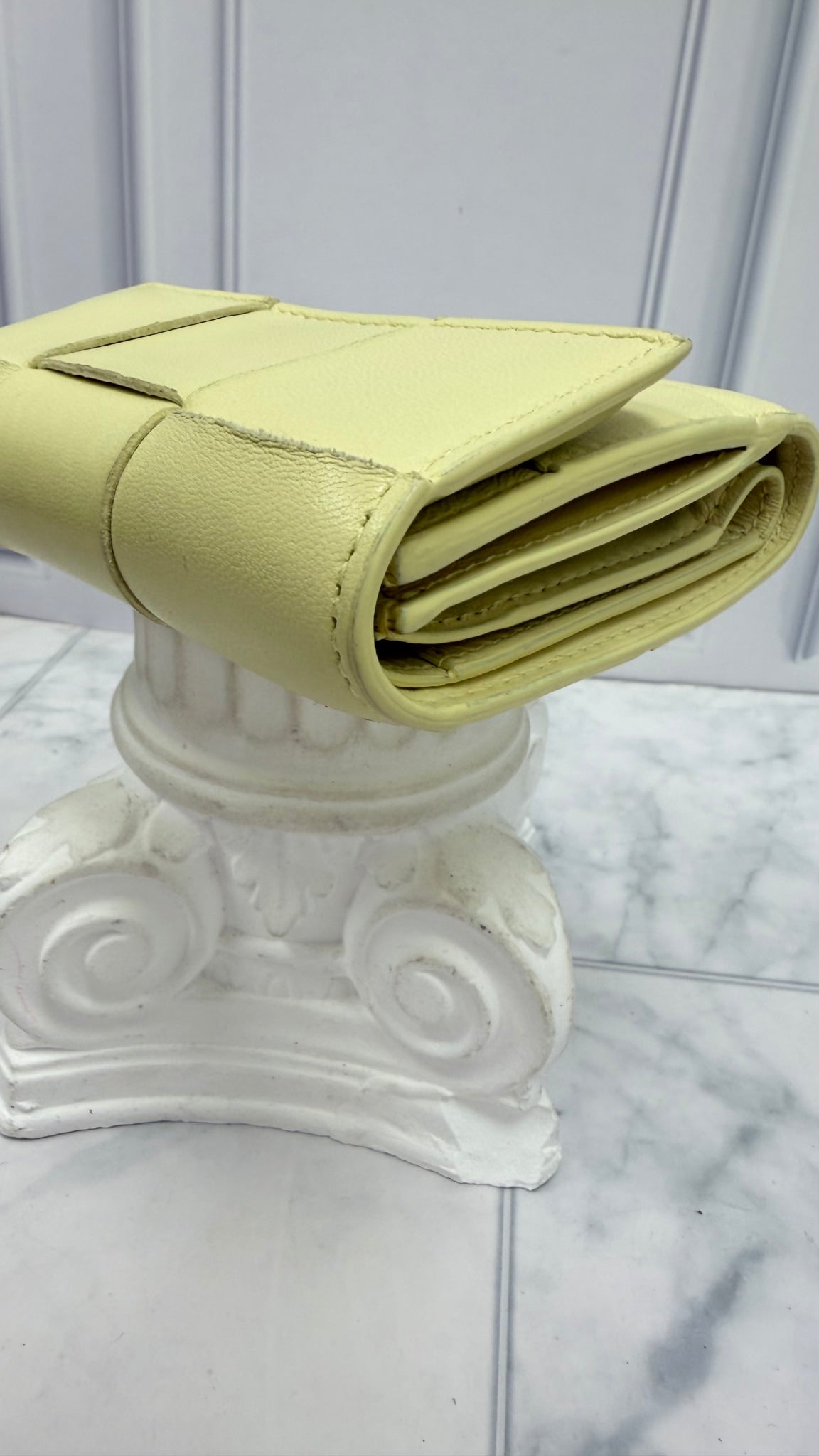 Bottega Veneta Yellow Maxi Intrecciato Leather Cassette Compact Wallet