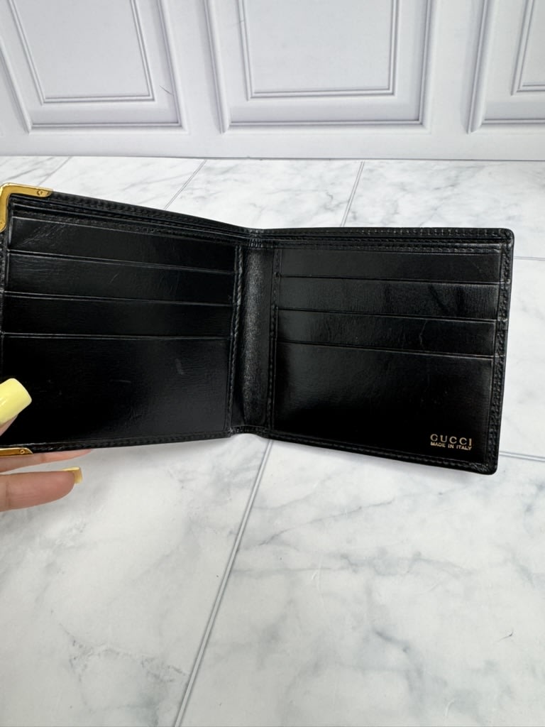 Gucci Black Leather Bifold Compact Wallet