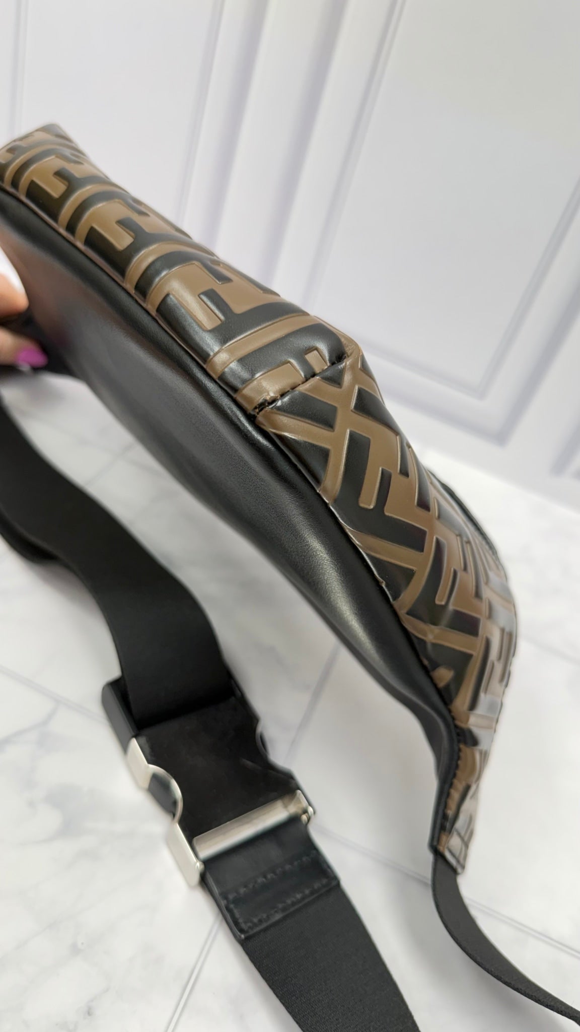Fendi Brown & Black Zucca Embossed Bum Bag