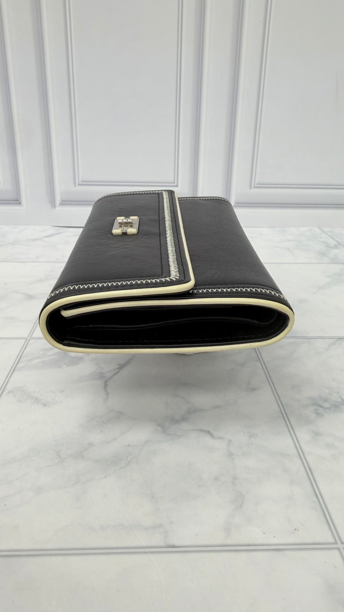 Chanel Black Calfskin Leather Long Wallet 