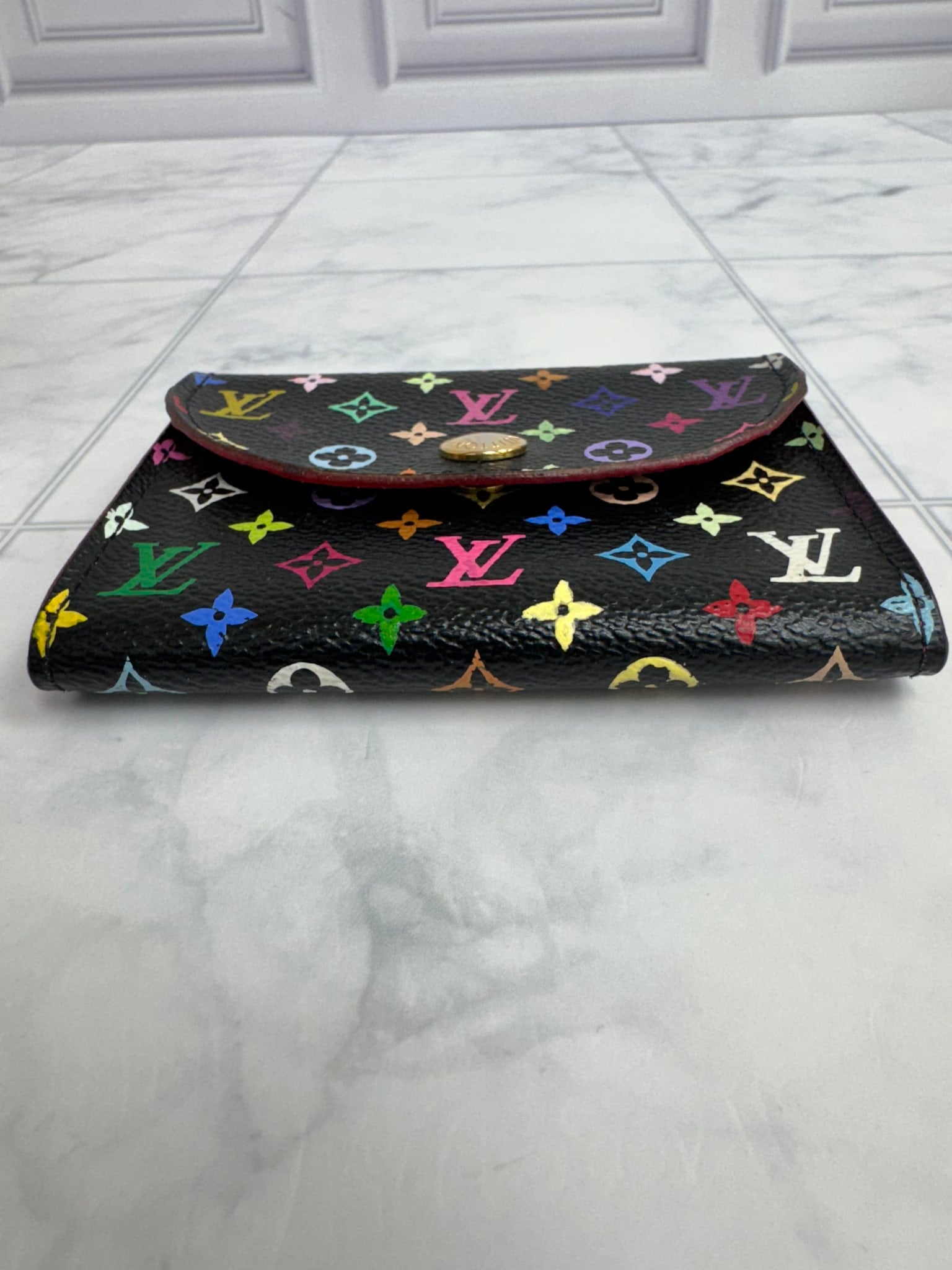 Louis Vuitton Black Multicolor Monogram Envelope Business Card Holder