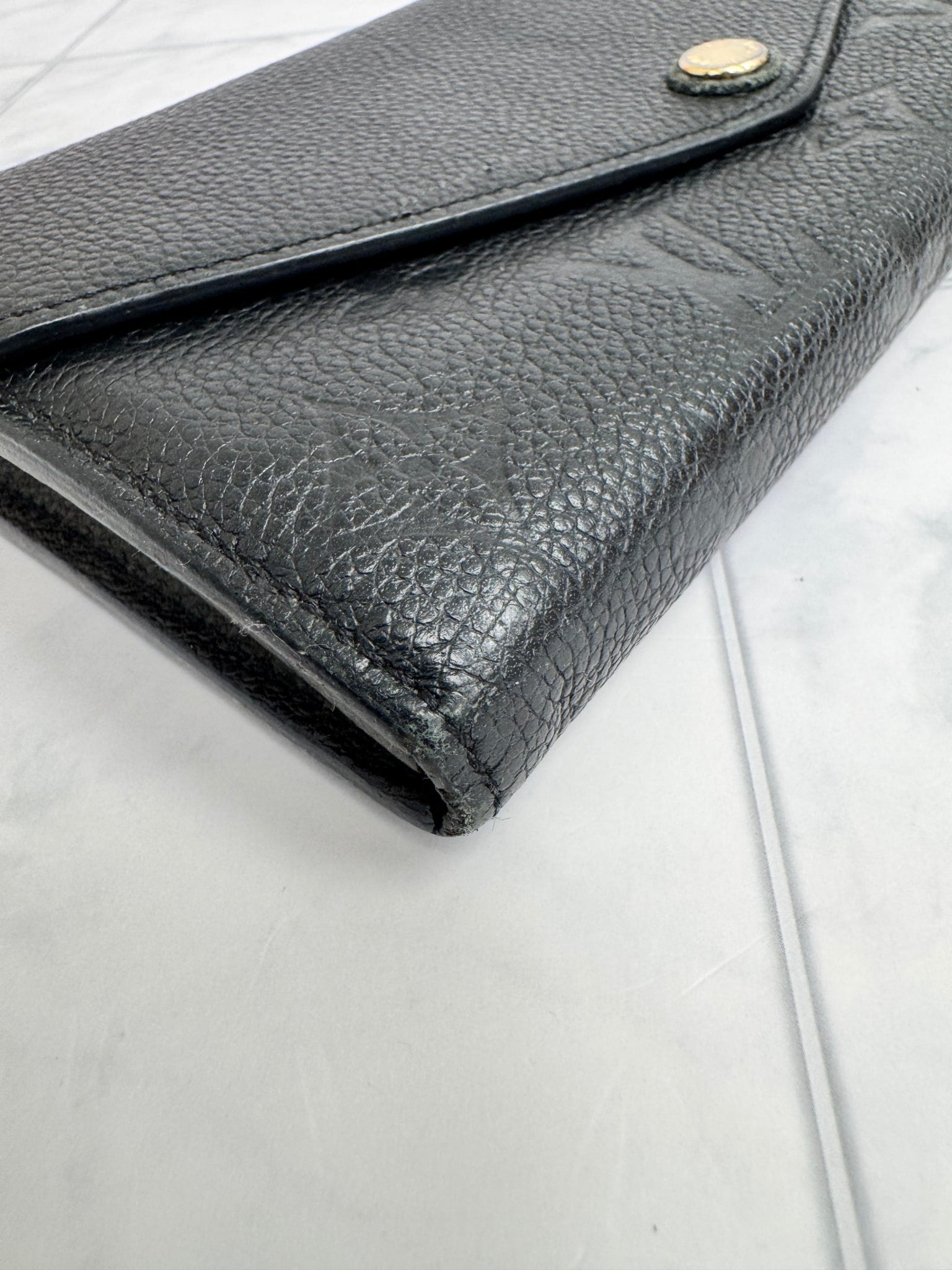Louis Vuitton Black Monogram Empreinte Sarah Long Wallet