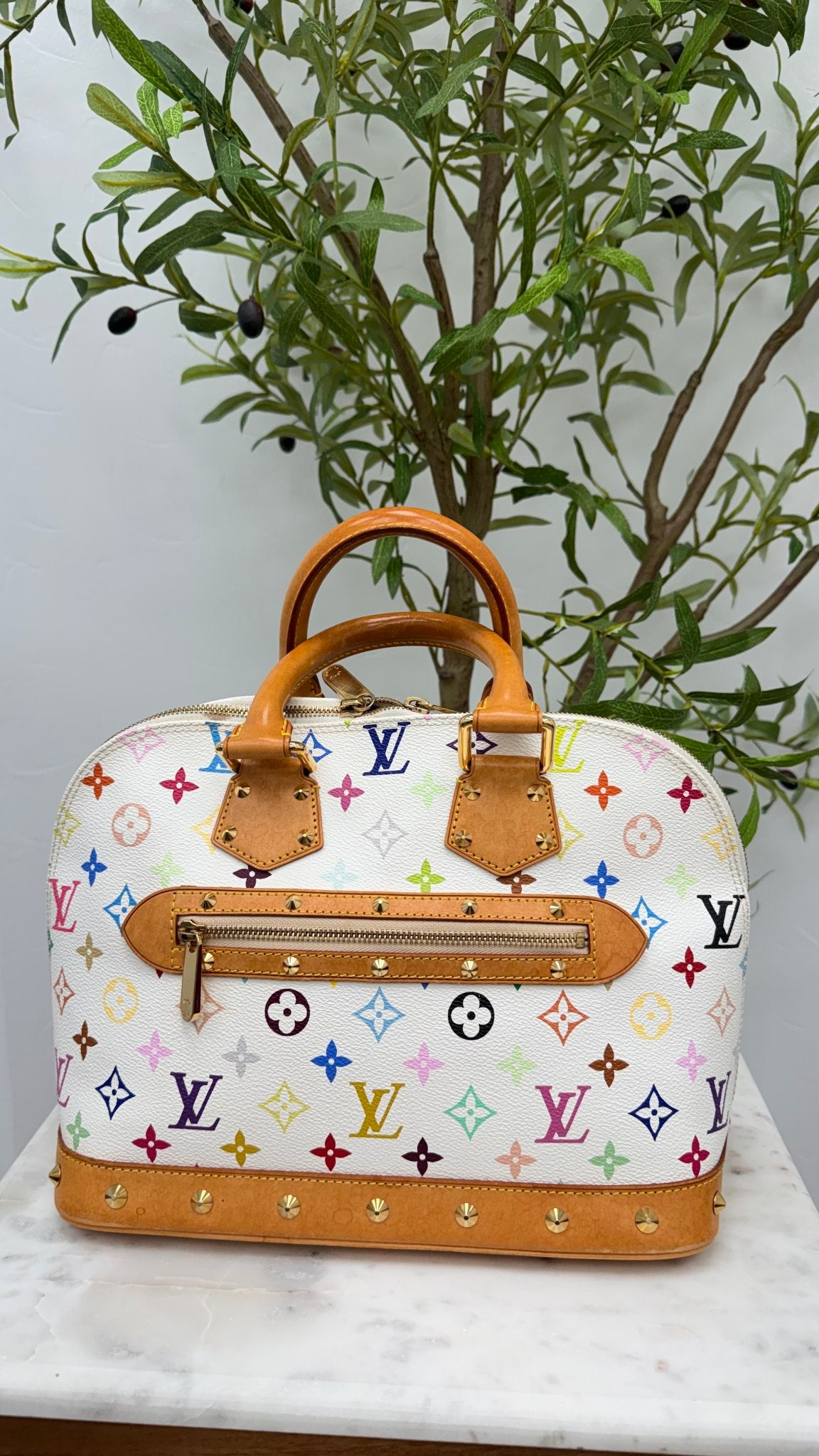 Louis Vuitton White Multicolor Monogram Alma PM Handbag 