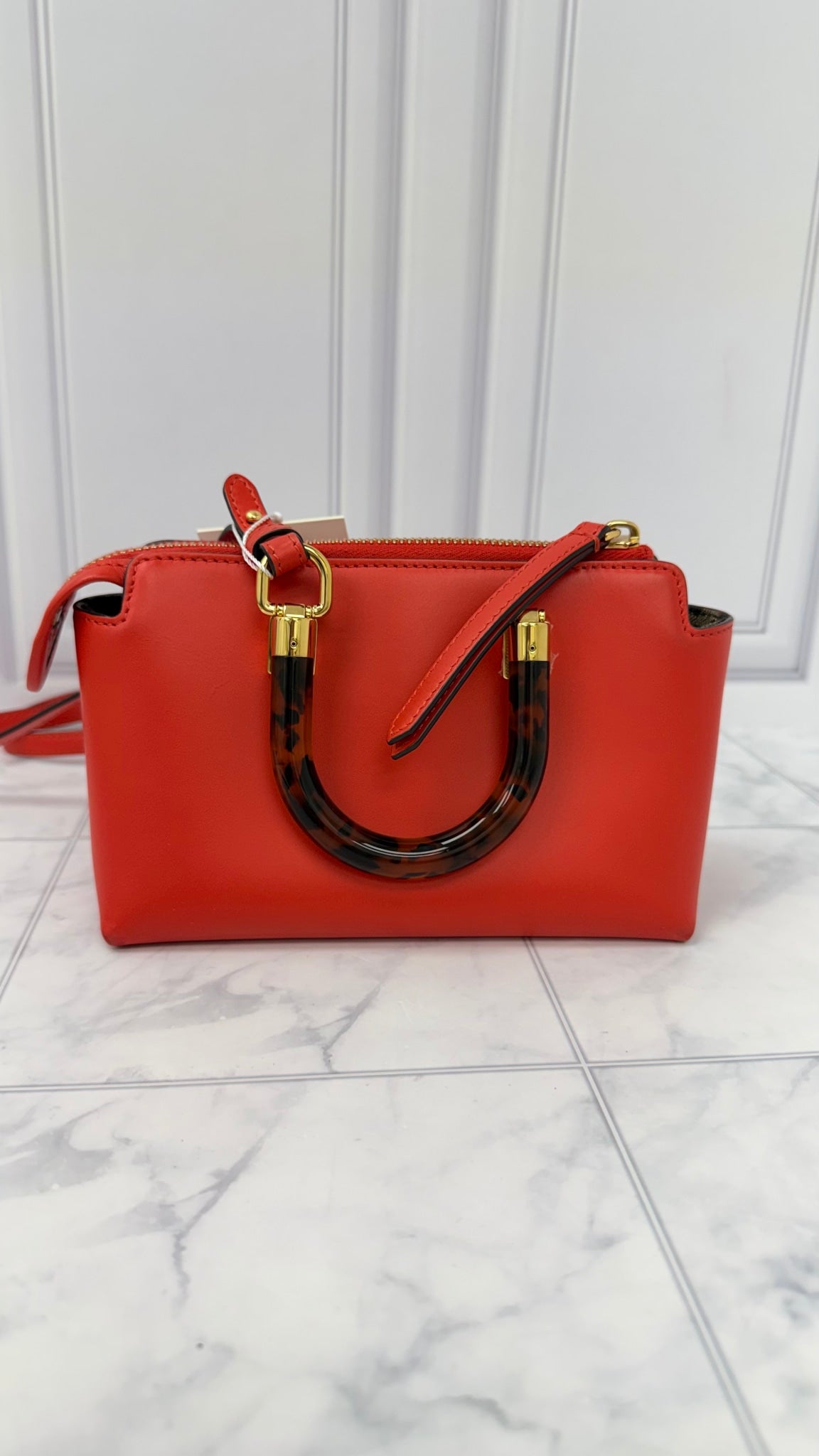 Fendi Red Leather Mini By The Way Boston Bag 