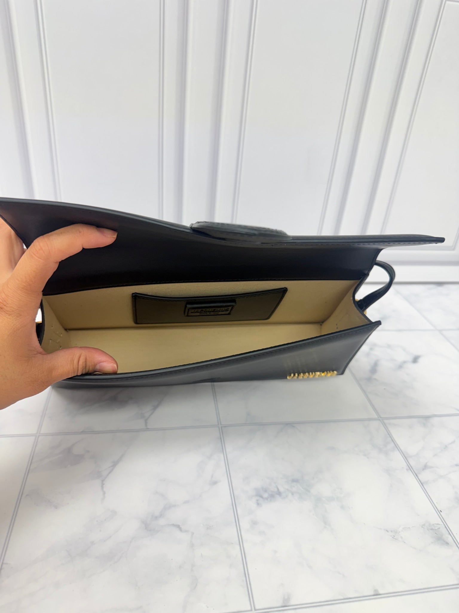 BRAND NEW - Jacquemus Black Leather Le Bambino Long Shoulder Bag