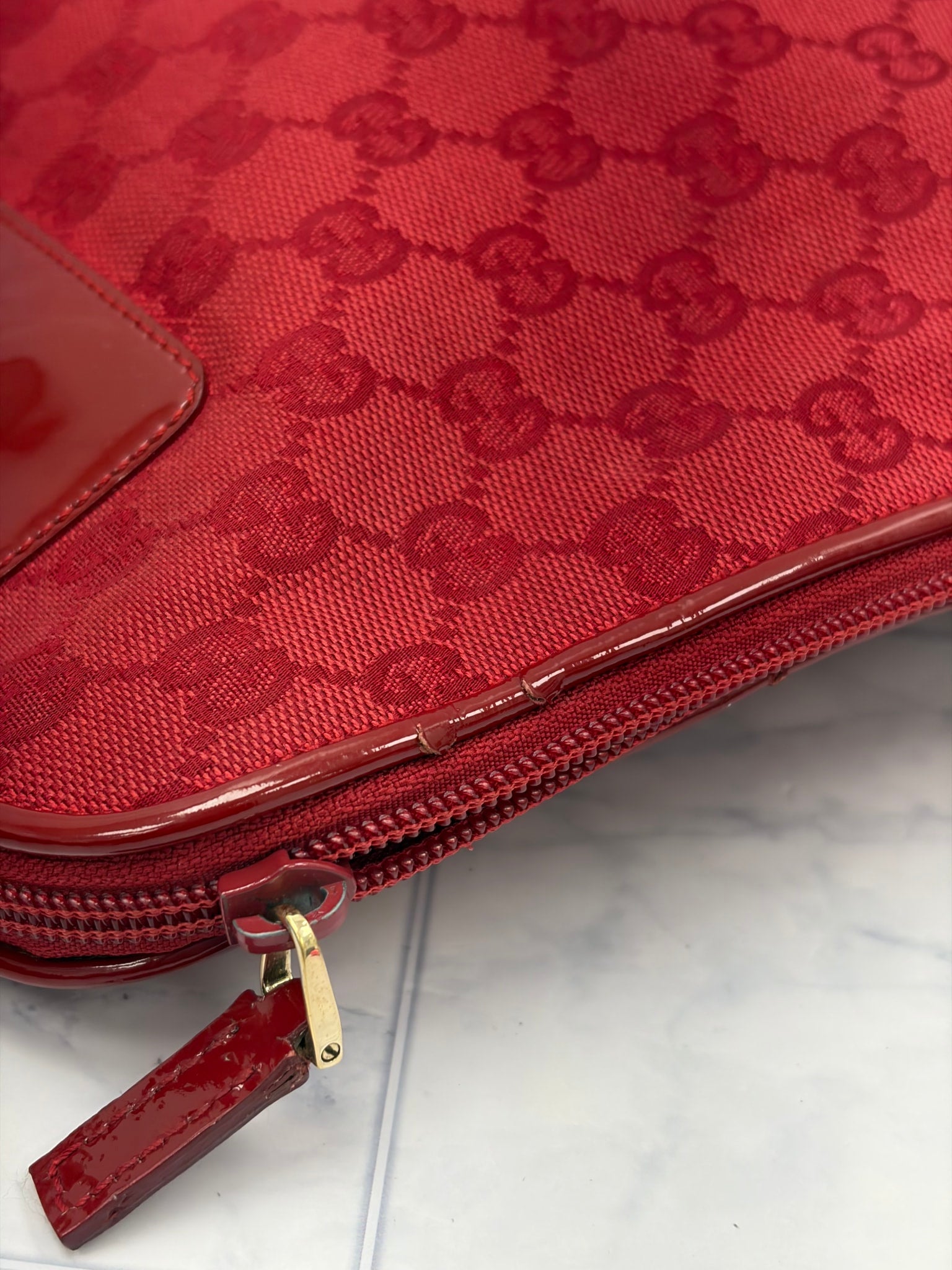  Gucci Red GG Canvas Tote Bag