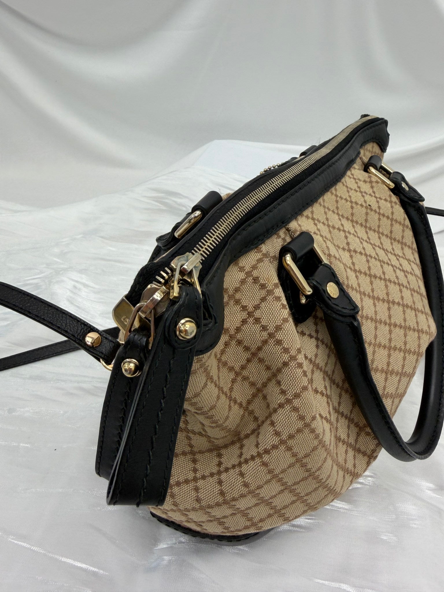 Gucci Beige Diamante Canvas Sukey Handbag
