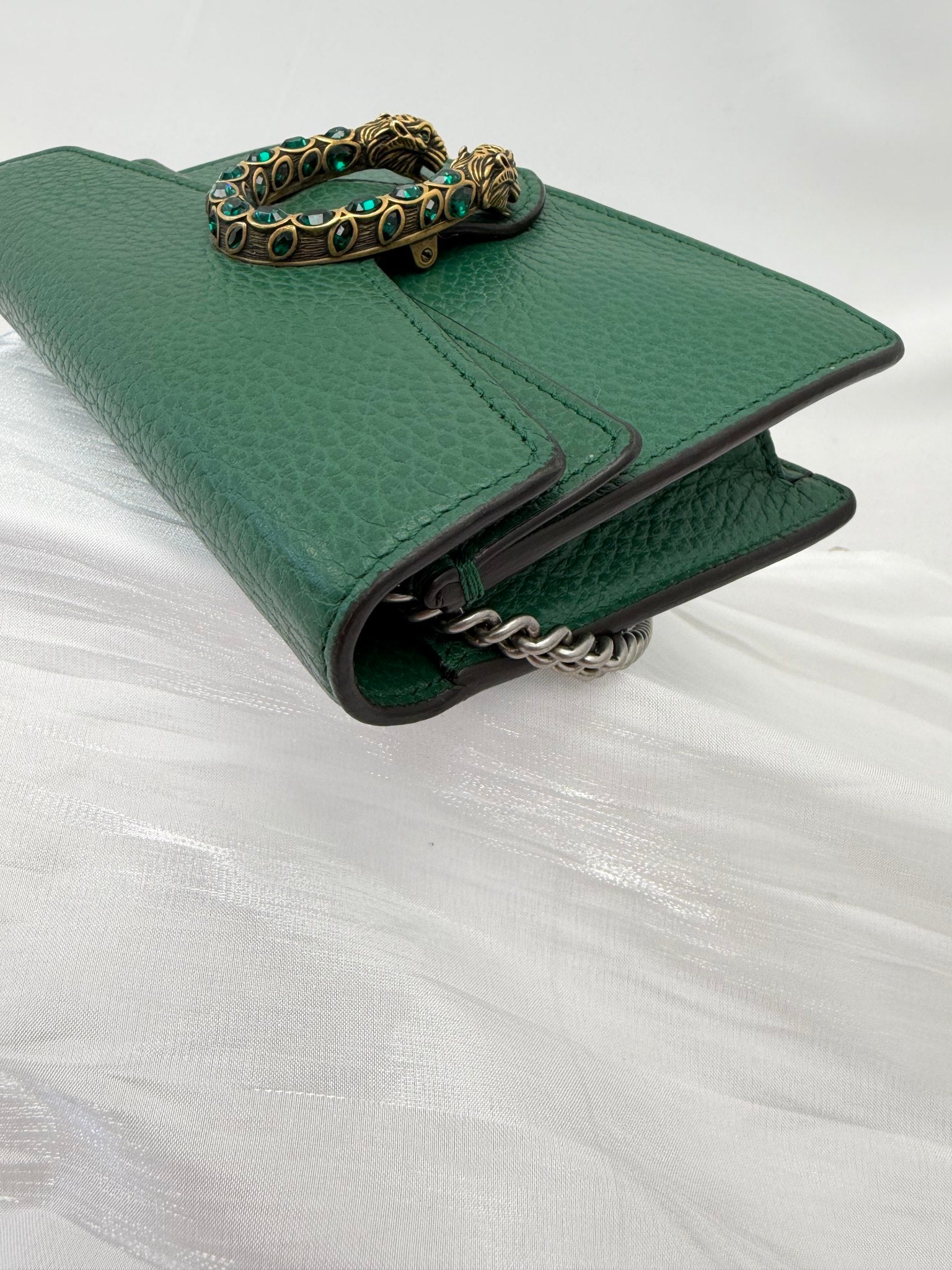 Gucci Emerald Green Grained Leather Super Mini Dionysus Bag