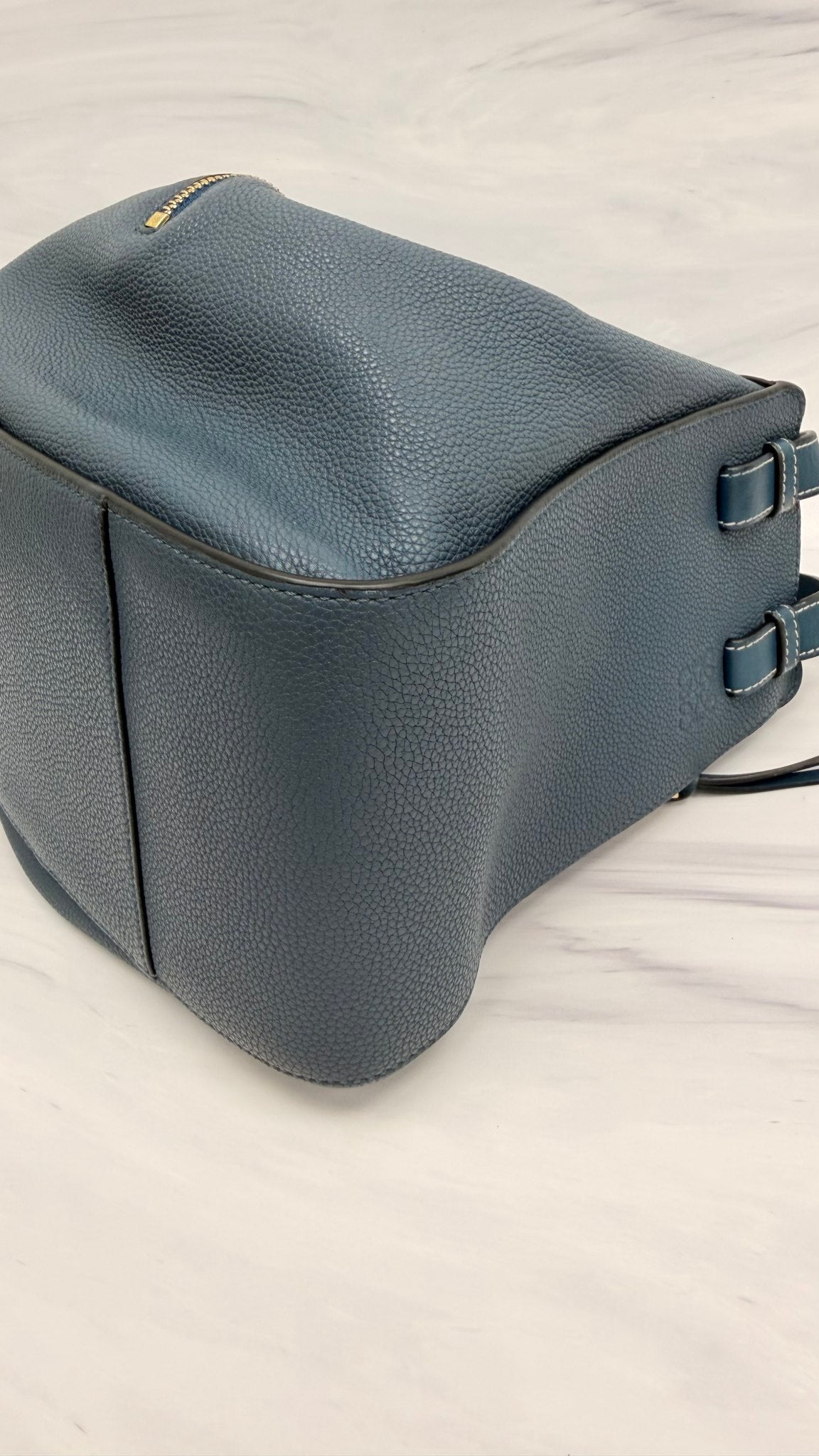 Loewe Dark Blue Grained Leather Hammock Shoulder Bag
