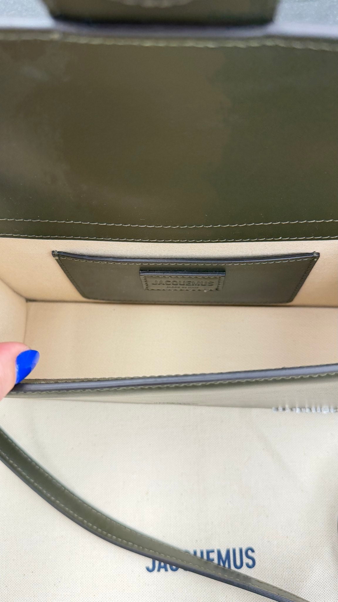 BRAND NEW - Jacquemus Dark Green Leather Le Grand Bambino 2Way Handbag