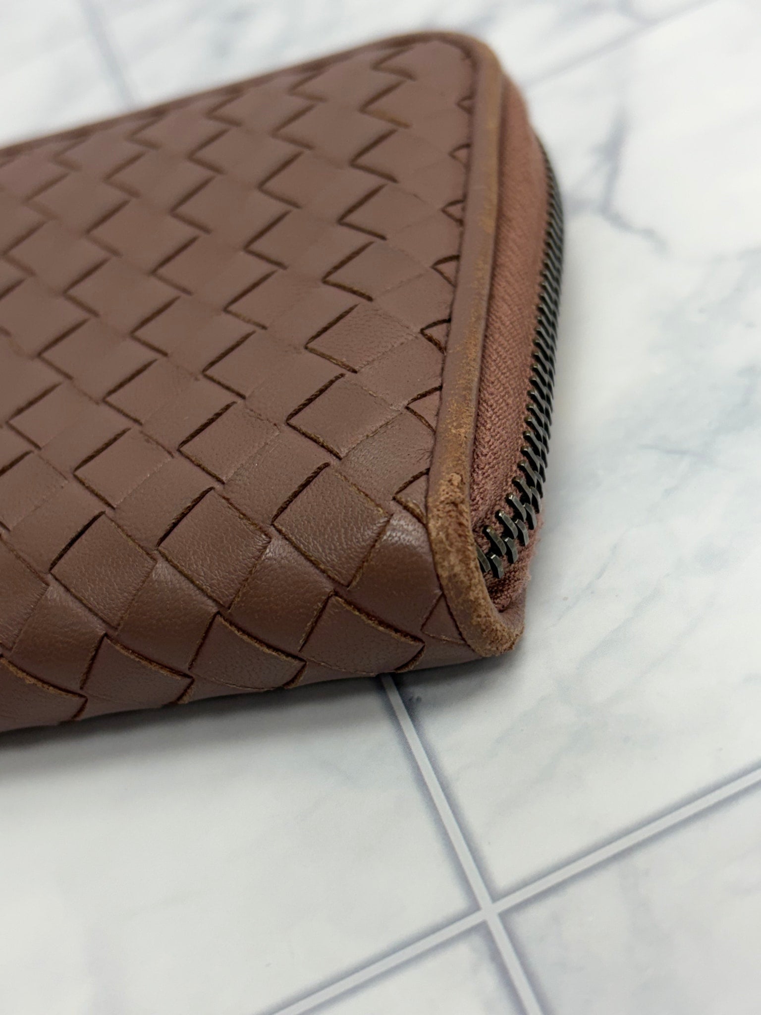 Bottega Intrecciato Leather Zippy Wallet