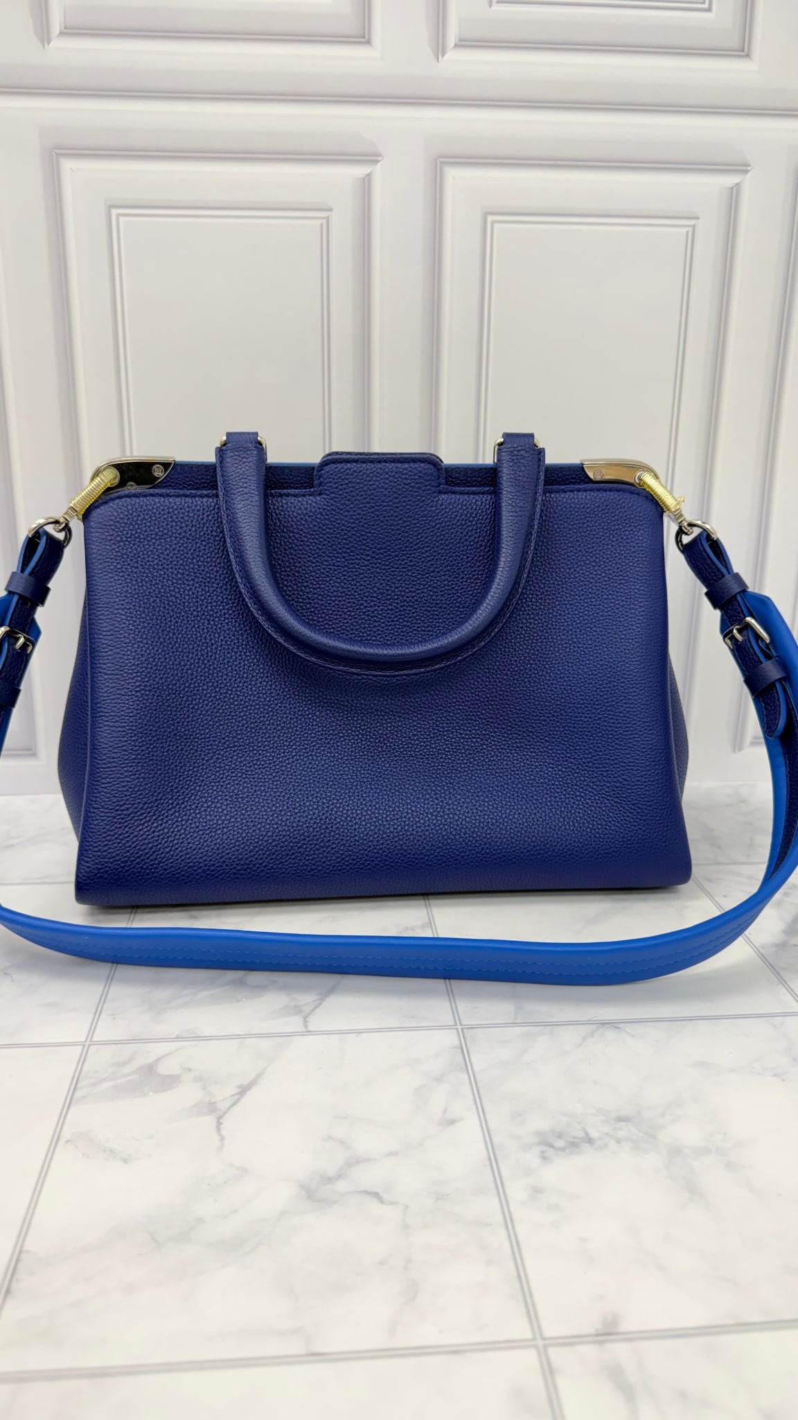 Louis Vuitton Blue Grained Leather Astrid 2Way Bag