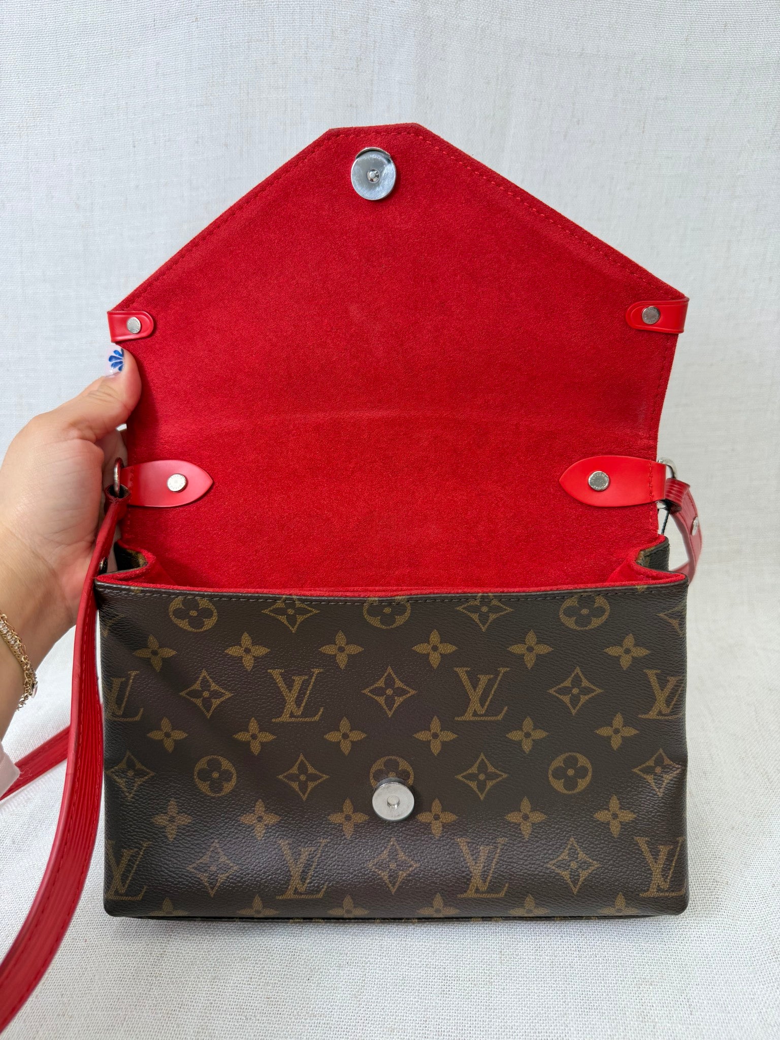 Louis Vuitton Red Epi Leather Monogram Saint Michel Shoulder Bag
