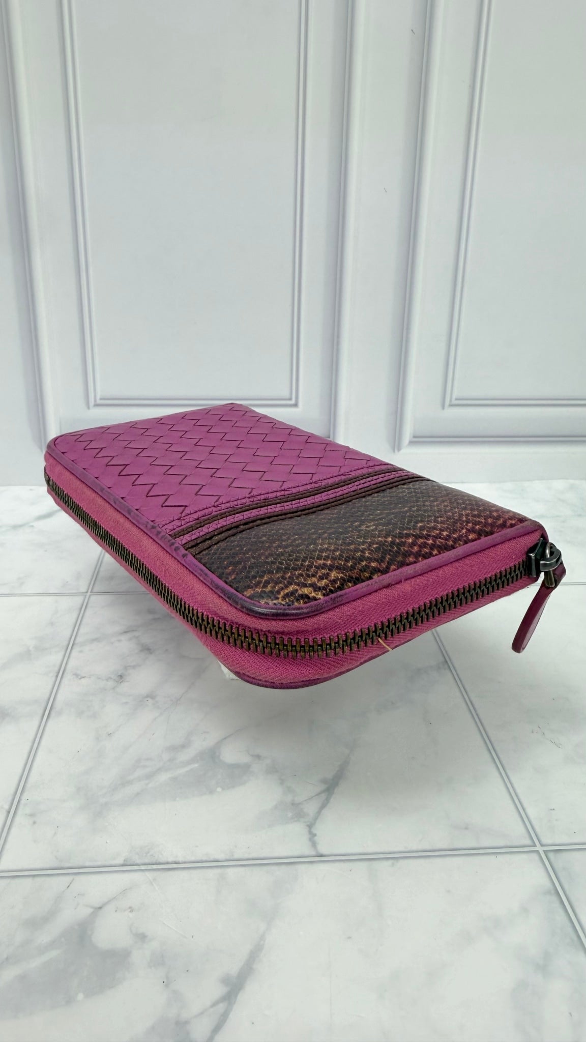 Bottega Veneta Purple Intrecciato Leather Zippy Wallet 
