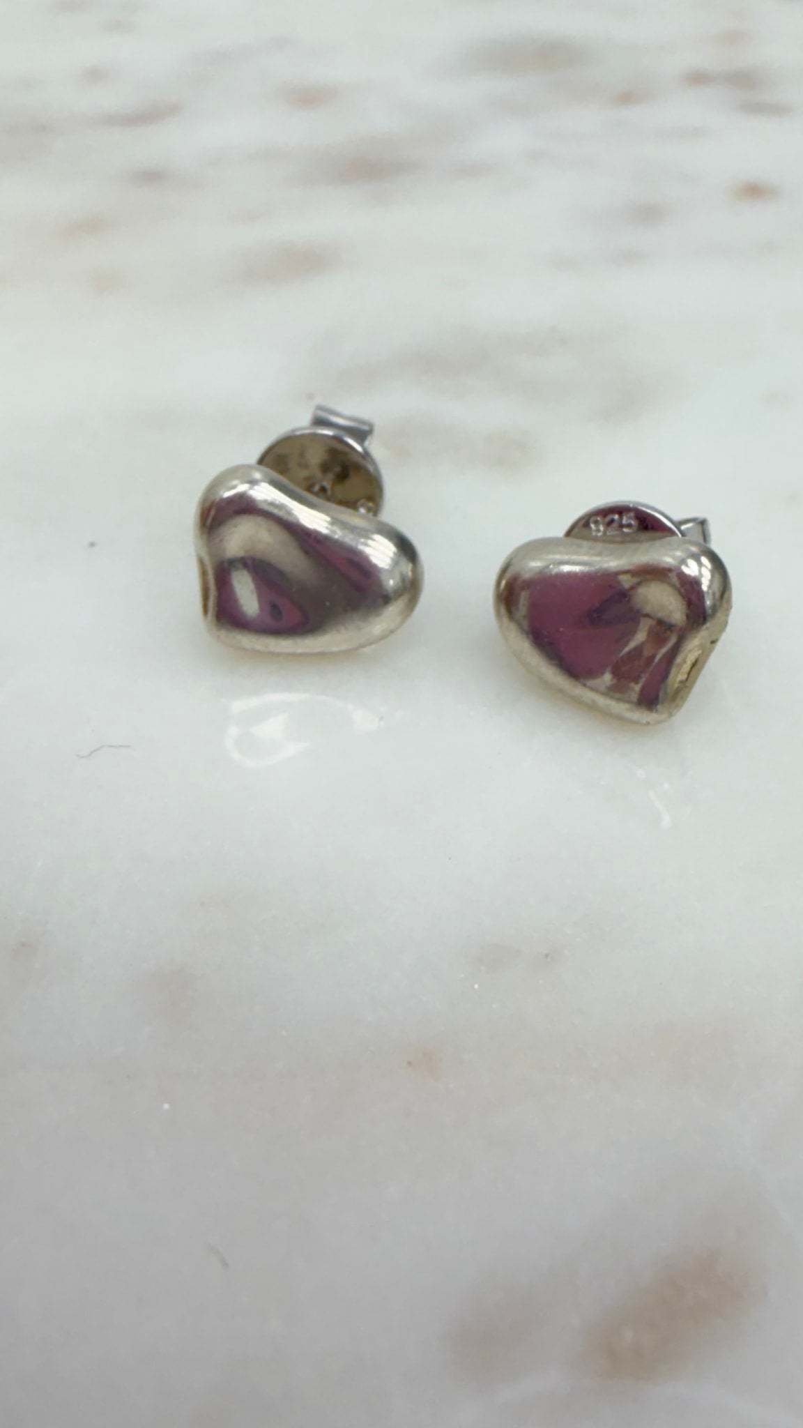 Tiffany & Co. x Elsa Peretti Sterling Silver Full Heart Stud Earrings