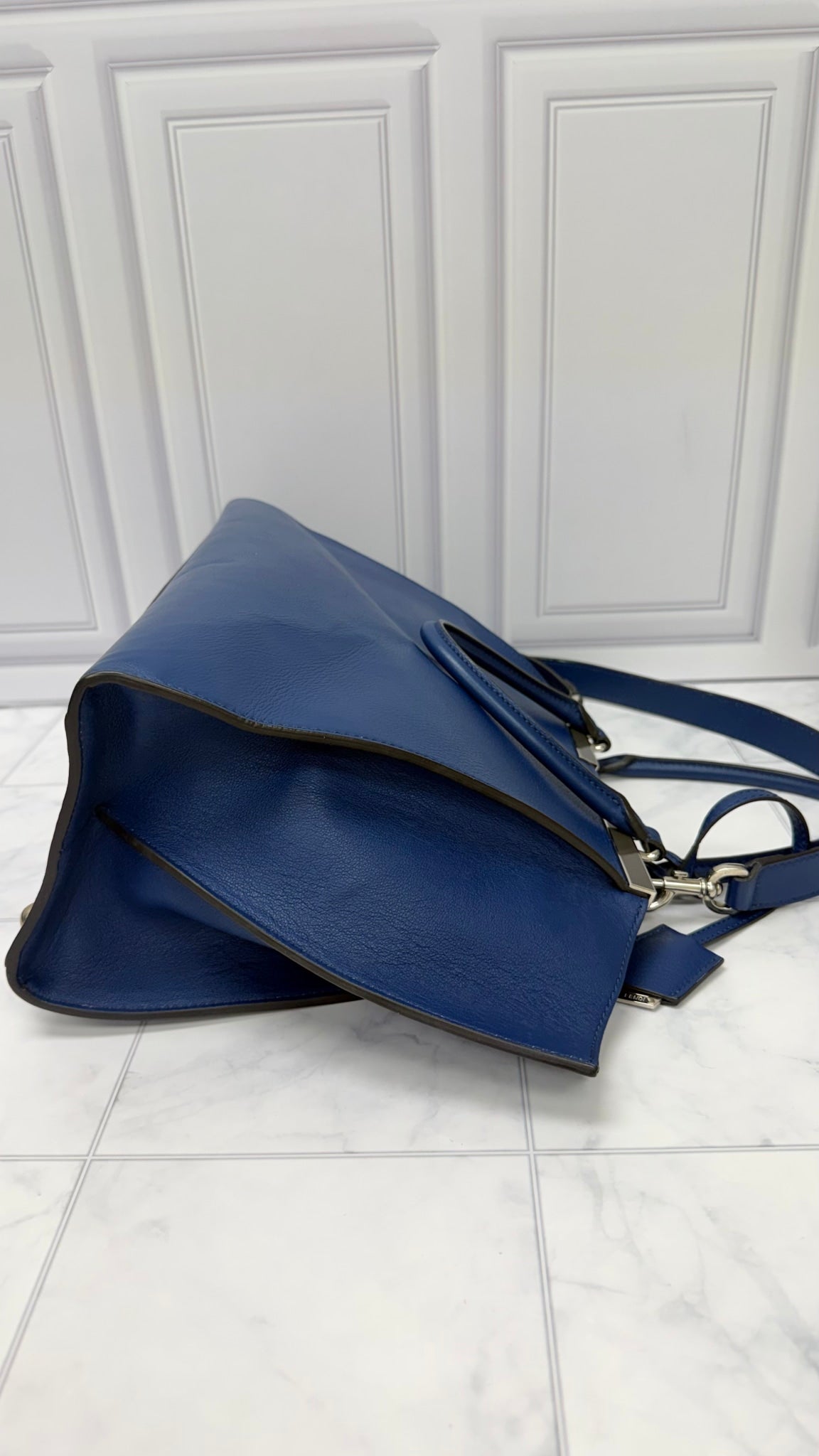 Fendi Navy Blue Leather 3Jours Handbag 
