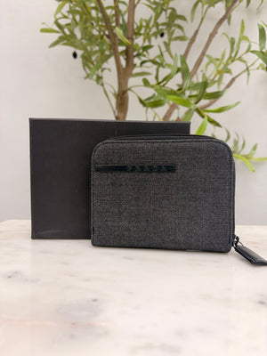 Prada Dark Grey Nylon Compact Zippy Wallet