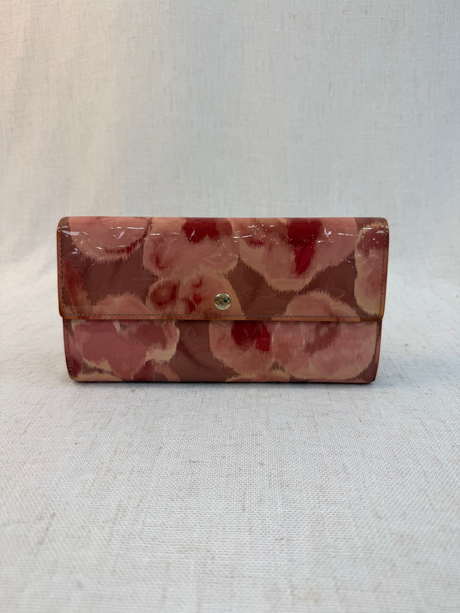 Louis Vuitton Limited Edition Rose Velours Vernis Leather Ikat Sarah Wallet