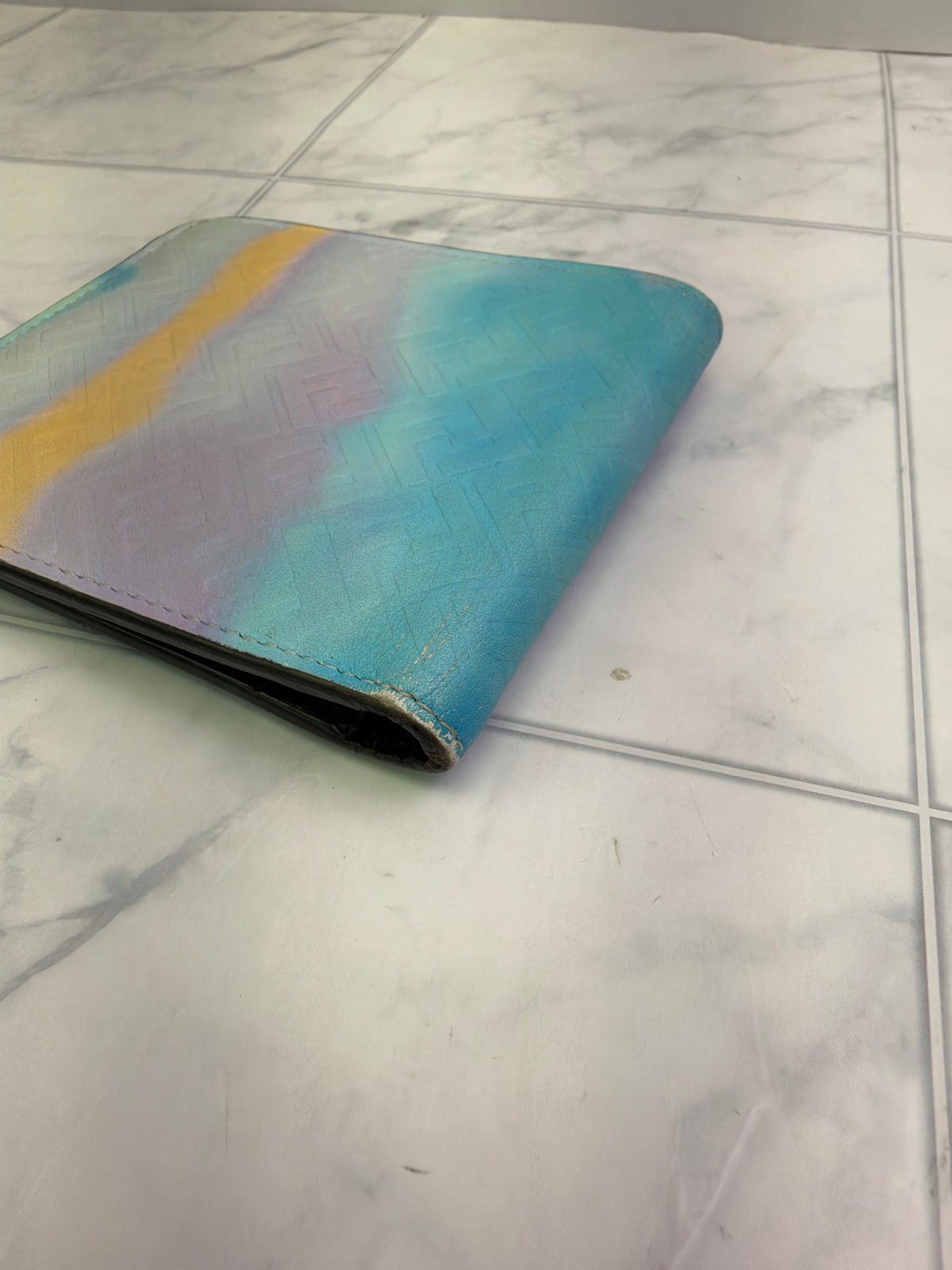 Fendi Blue Multicolor Leather Bifold Wallet 