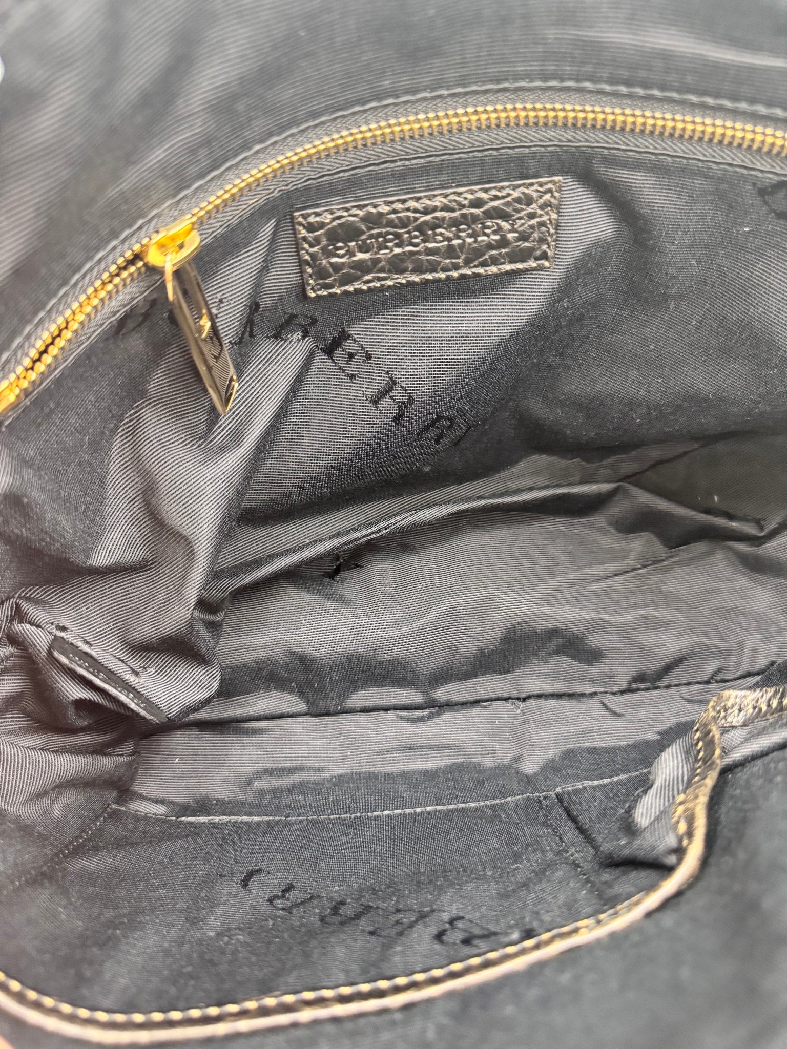Burberry Black & Gold Ombre Grained Leather 2Way Bag