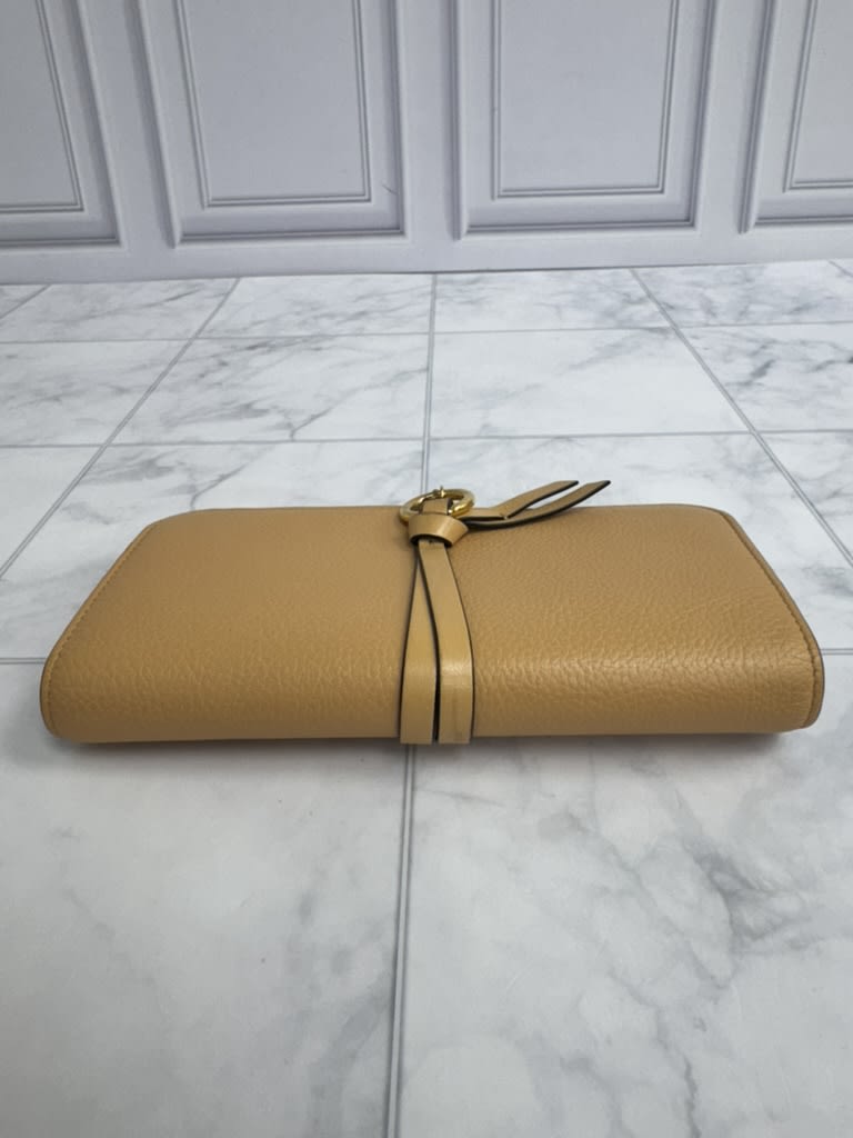 Chloe Beige Grained Leather Alphabet Long Wallet