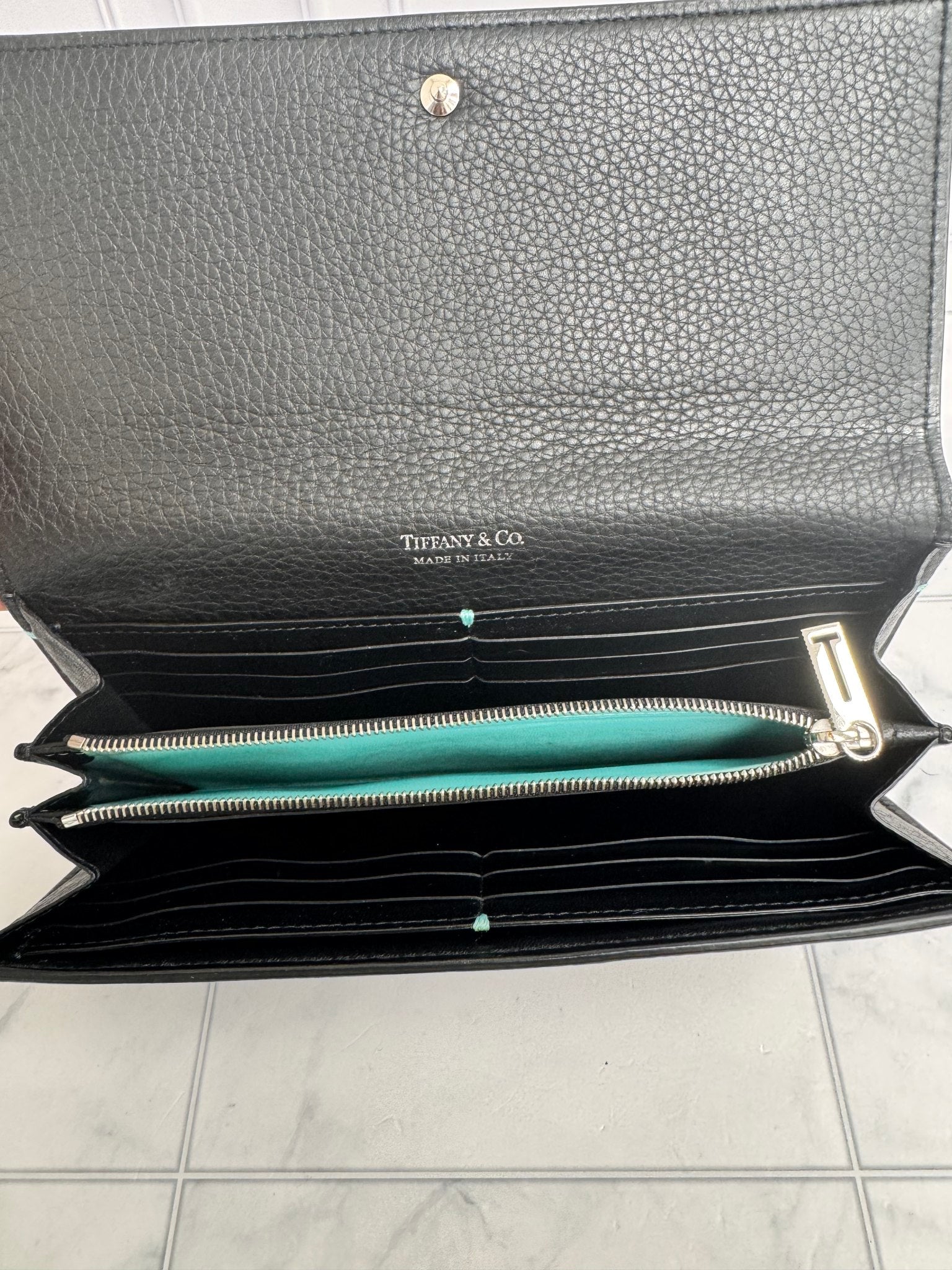 Tiffany & Co. Black Grained Leather Bifold Long Wallet