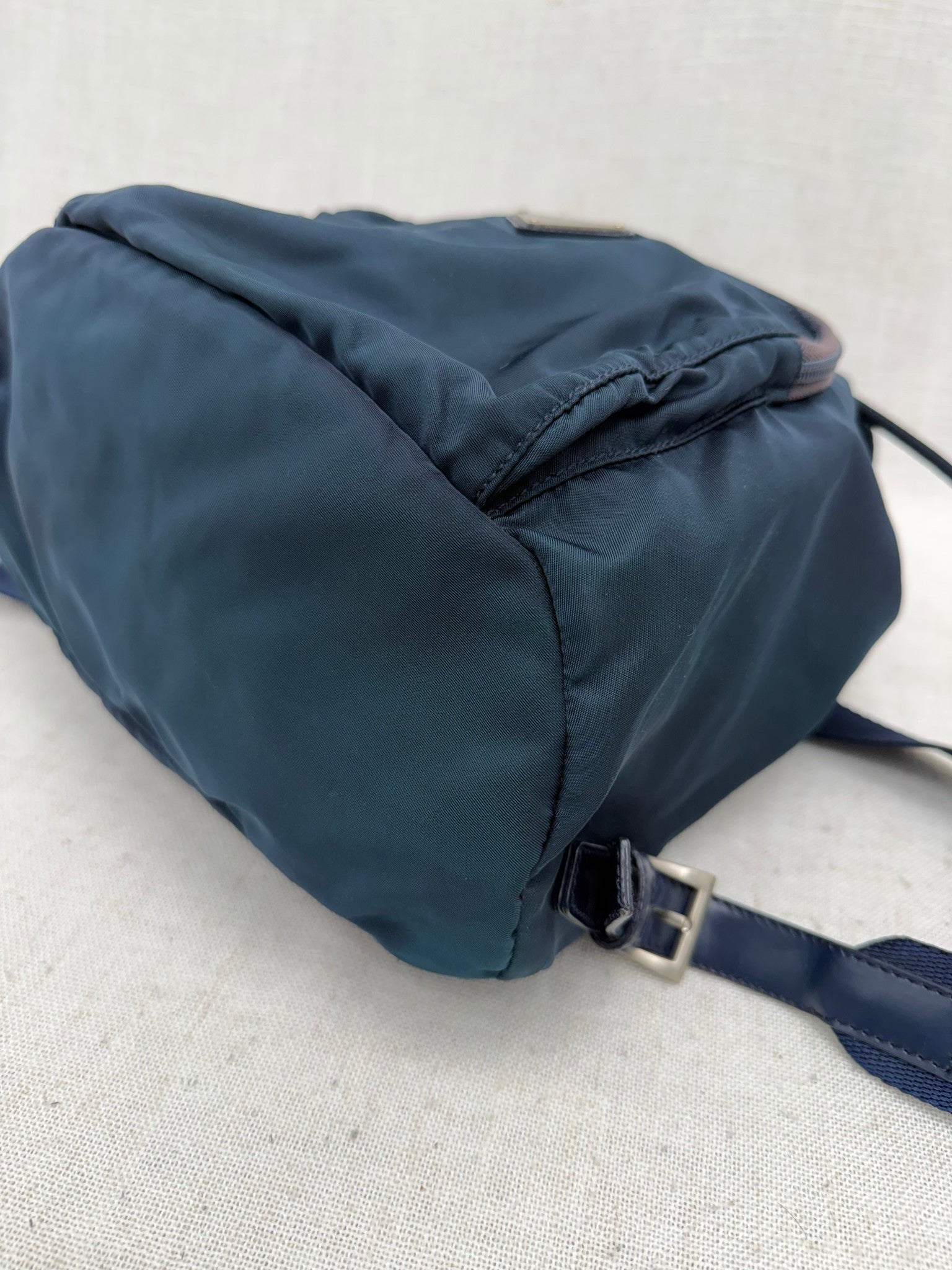 Prada Navy Nylon Drawstring Backpack