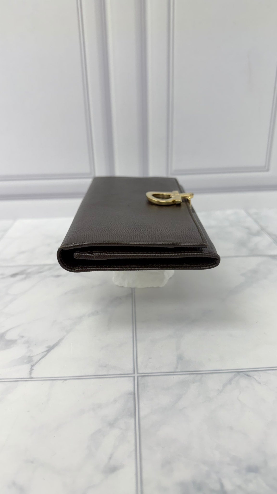 Salvatore Ferragamo Brown Saffiano Leather Long Wallet 