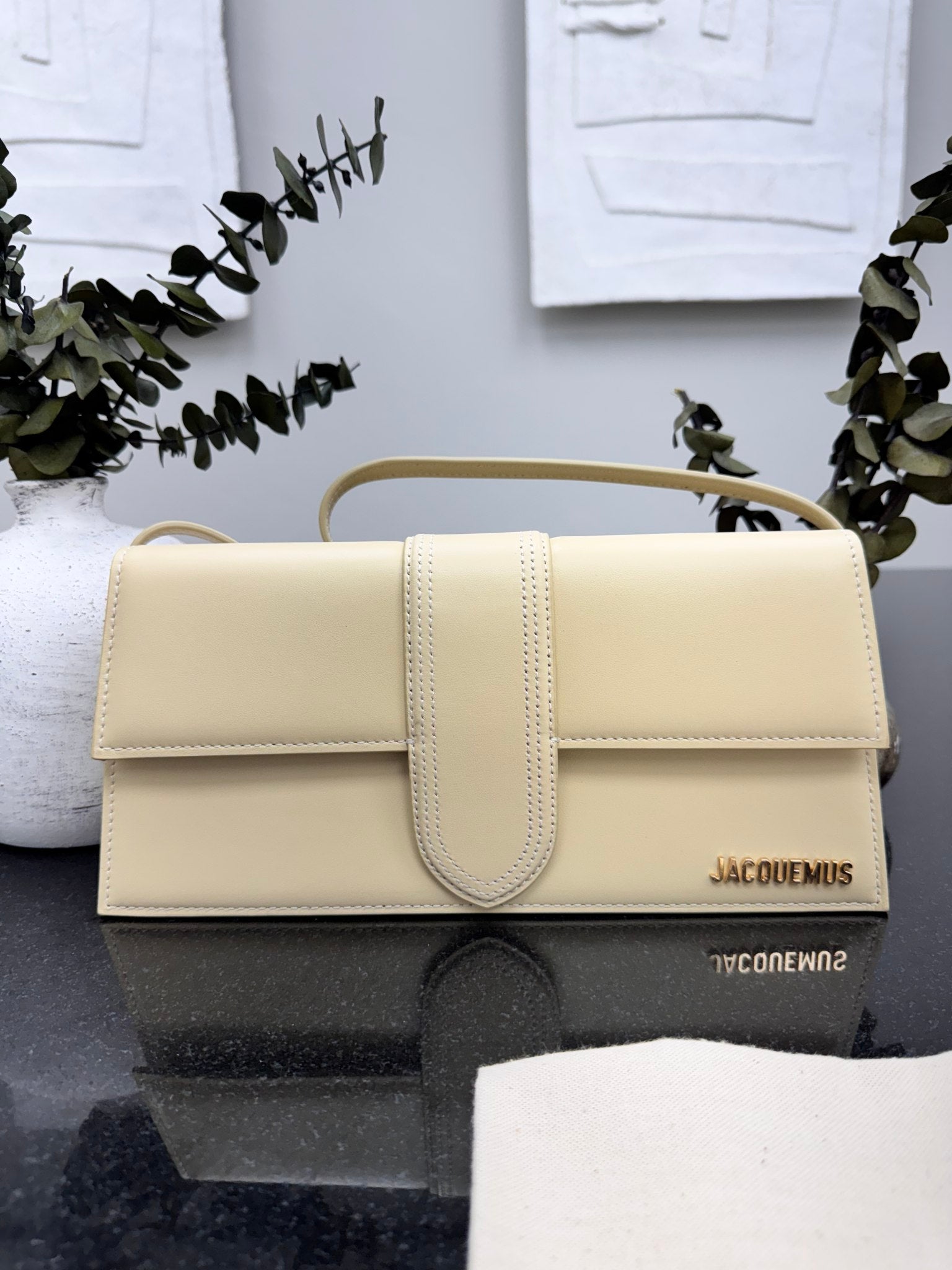 BRAND NEW - Jacquemus Beige Leather Le Bambino Long Shoulder Bag