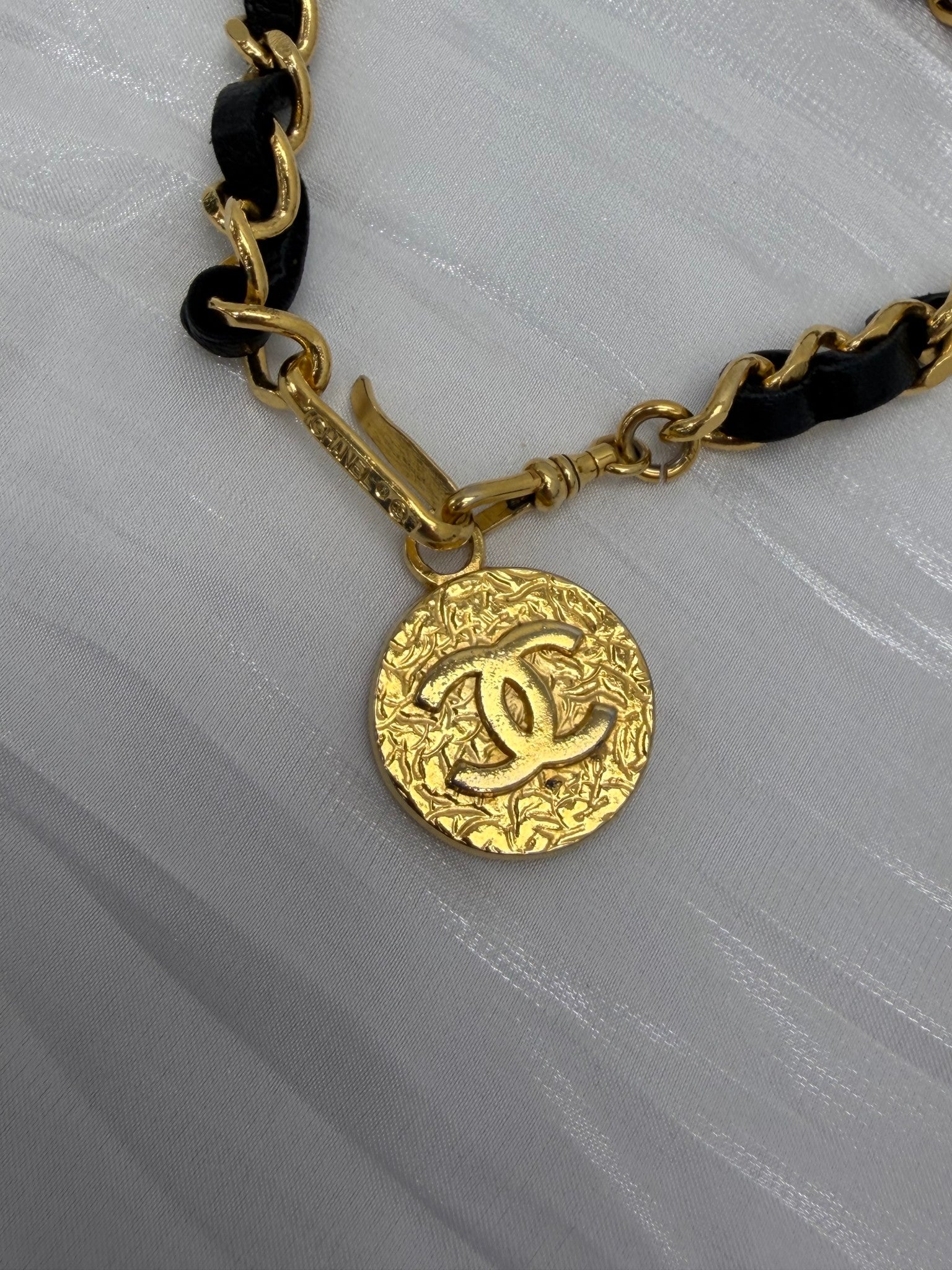 Chanel Vintage Black & Gold Tone Chain Belt