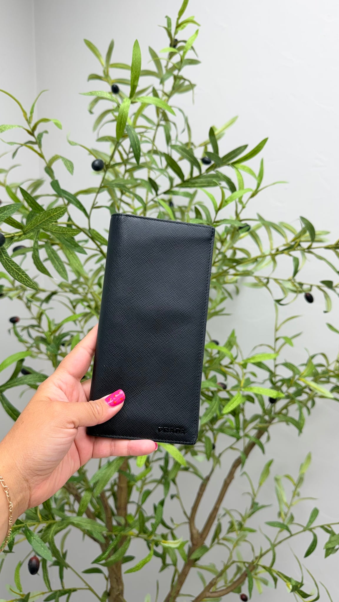 Prada Black Saffiano Leather Long Wallet