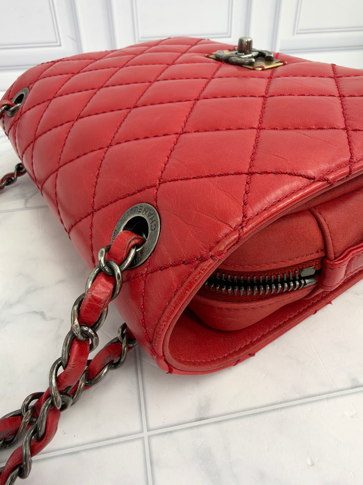 Chanel Red Quilted Calfskin Soft Small Boy Flap Bag