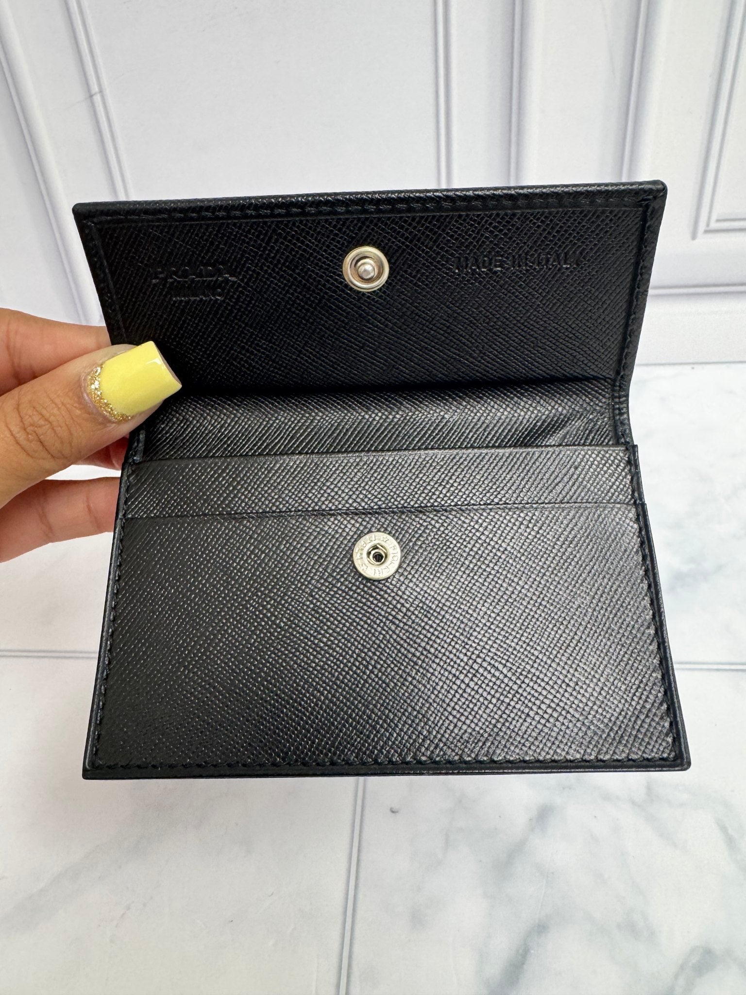 LIKE NEW - Prada Black Saffiano Leather Card Case