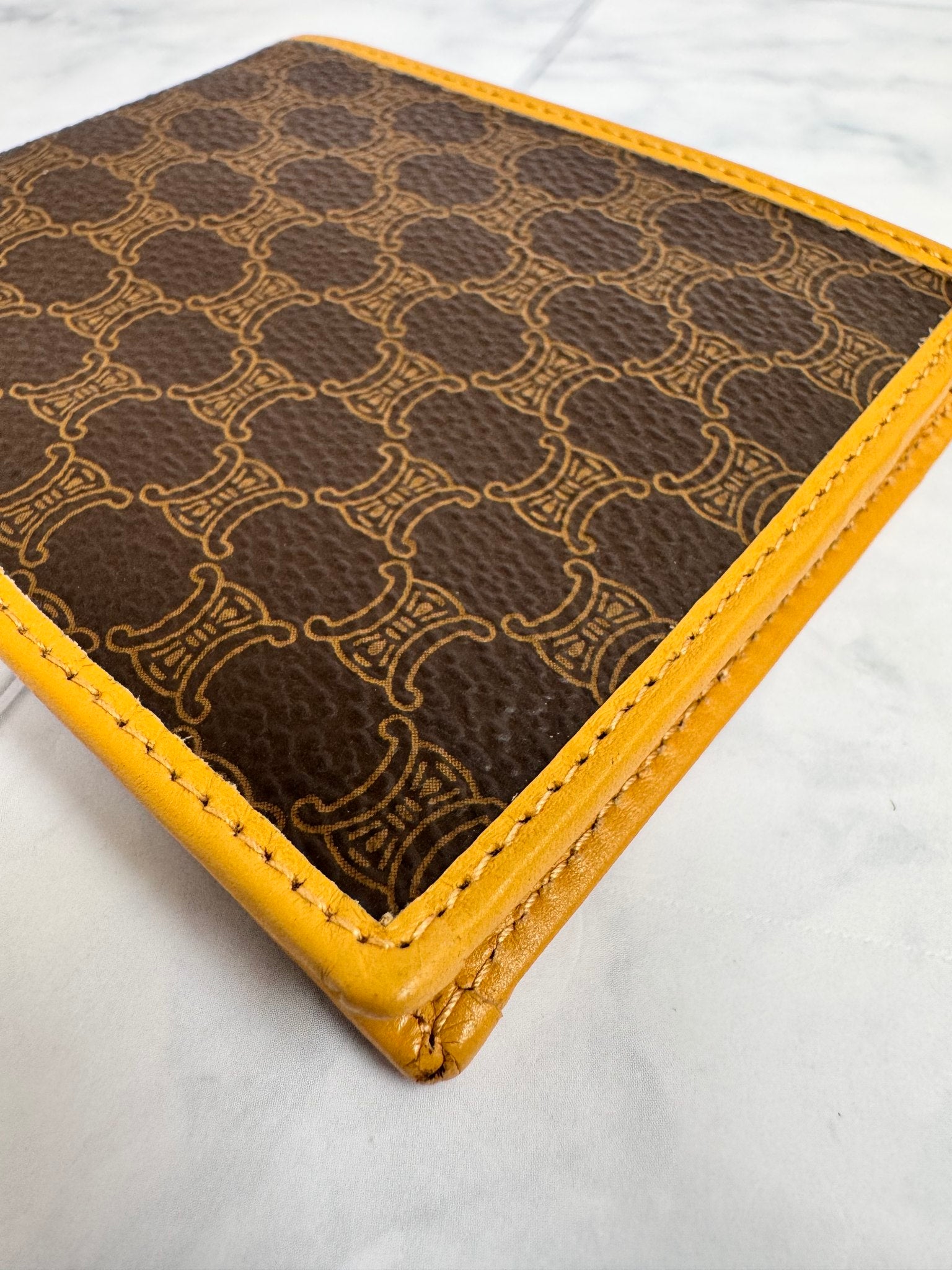 Celine Brown Macadam Coated Canvas Compact Wallet