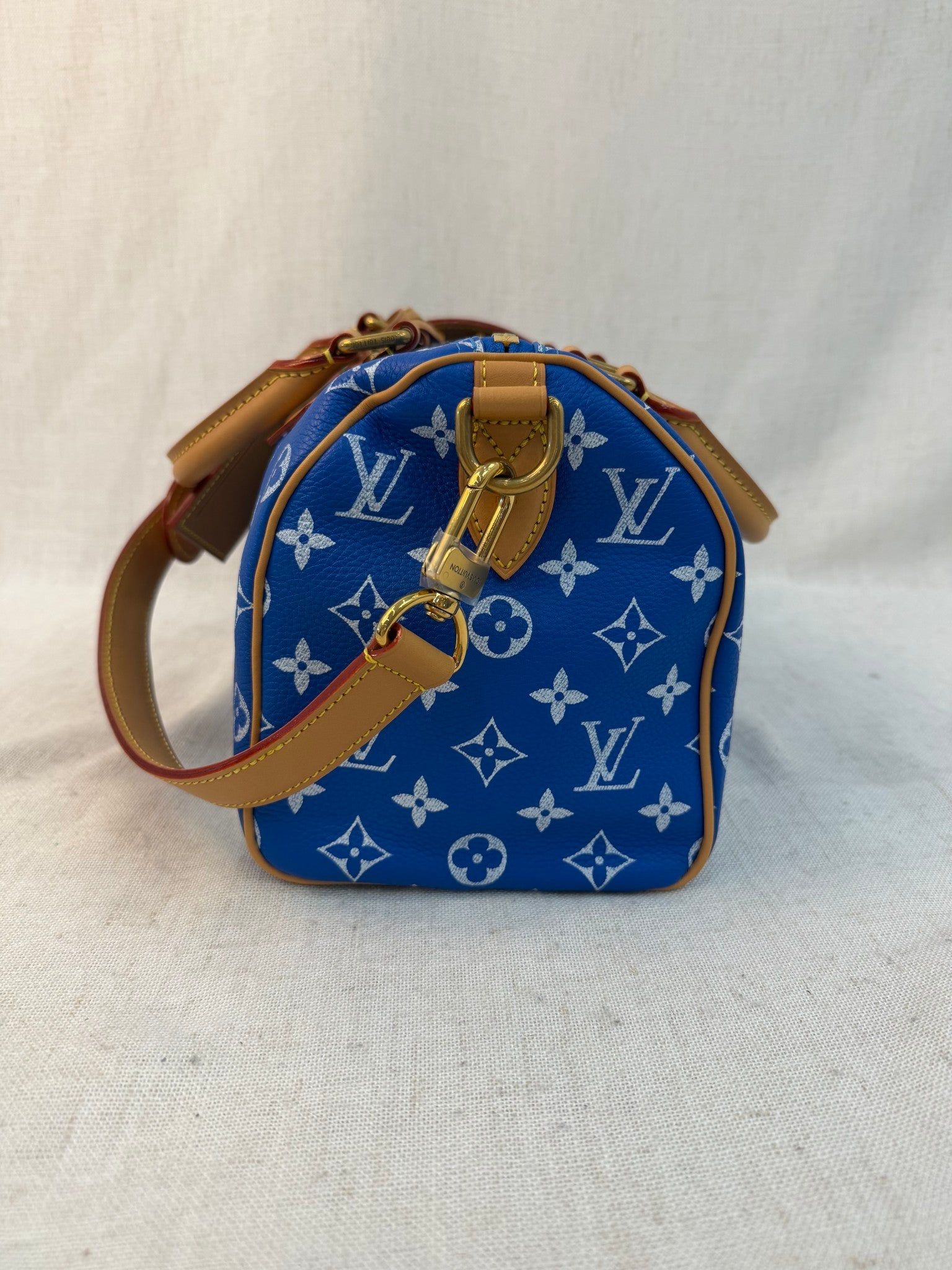 BRAND NEW- Louis Vuitton Blue Calfskin Speedy P9 Bandouliere 25 Bag