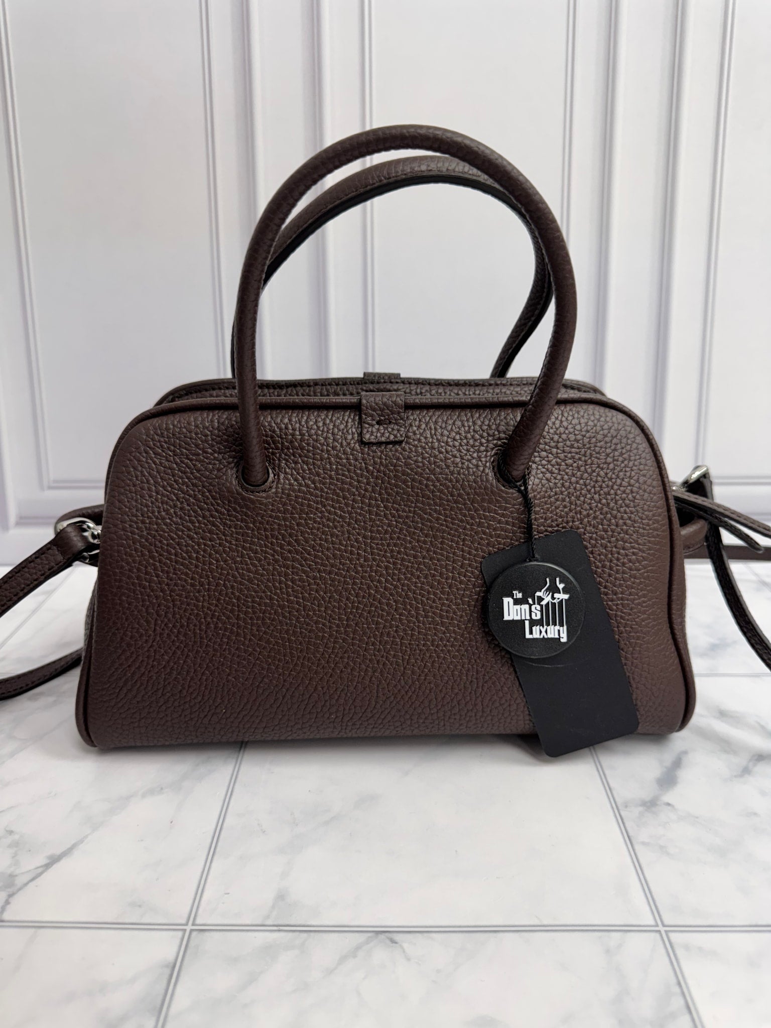 BRAND NEW - Jacquemus Brown Grained Leather Le Petit Turismo 2Way Bag