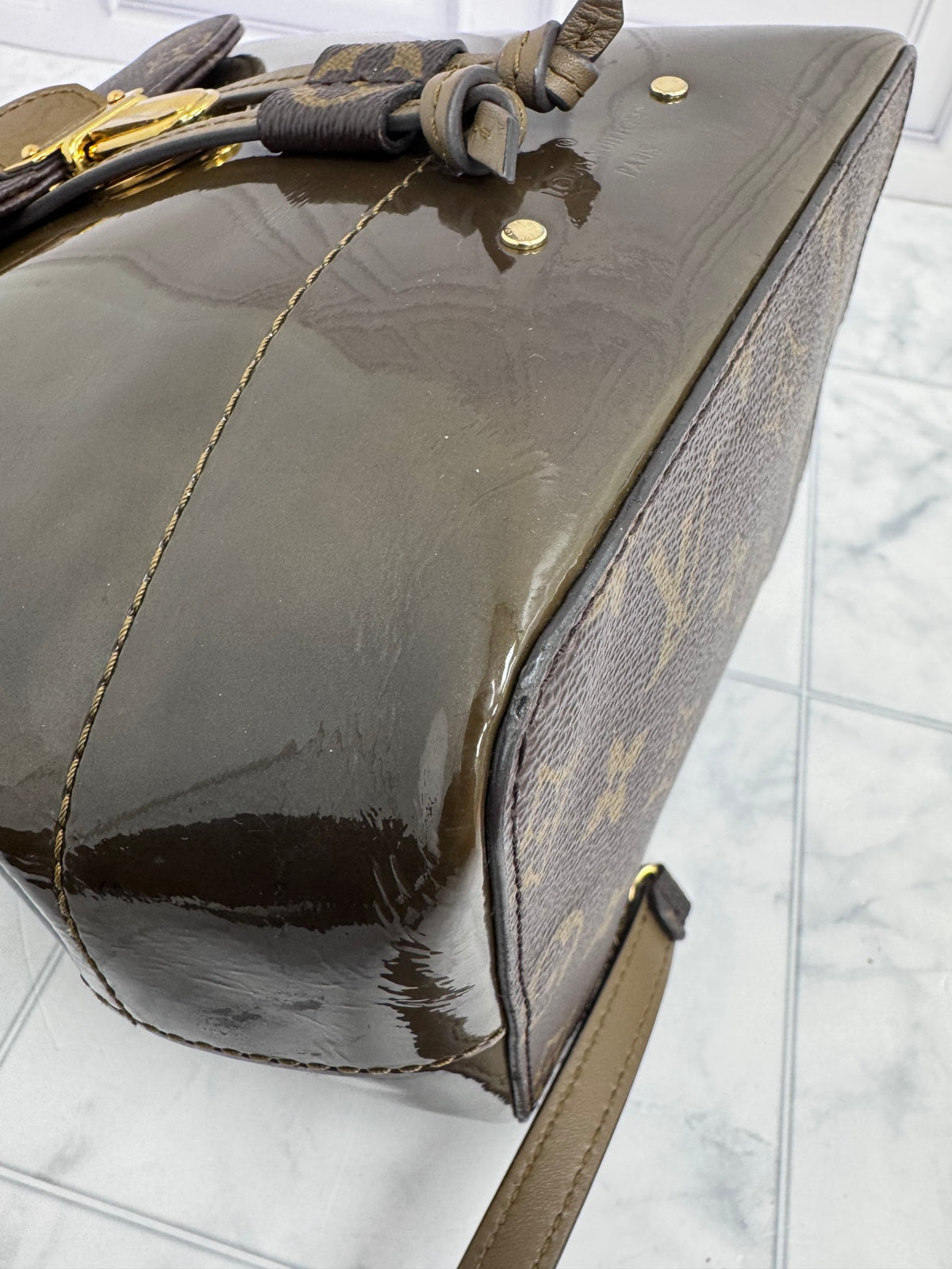 Louis Vuitton Olive Green Monogram Vernis Hot Springs Backpack