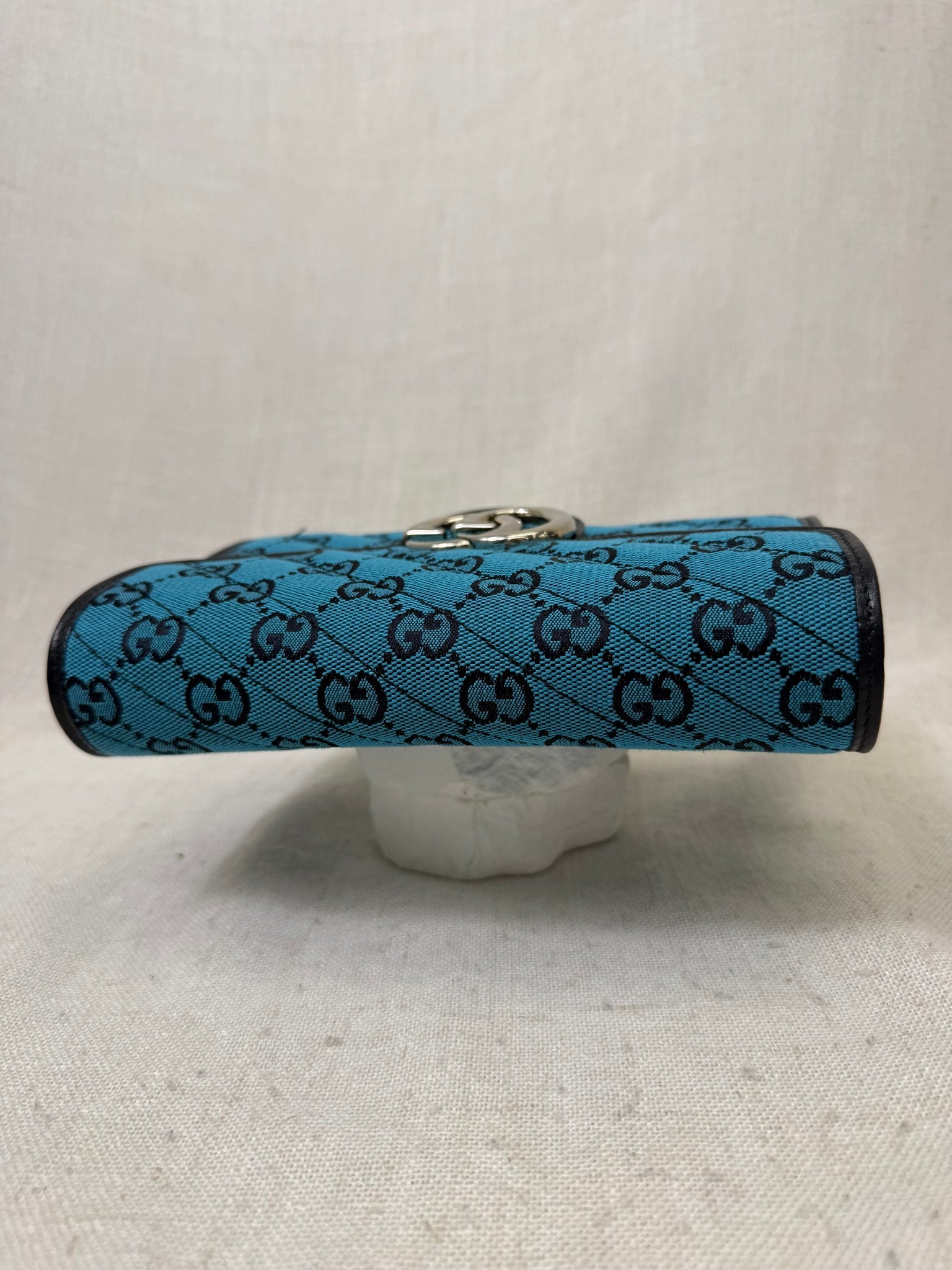 Gucci Blue GG Marmont Canvas Wallet on Chain 