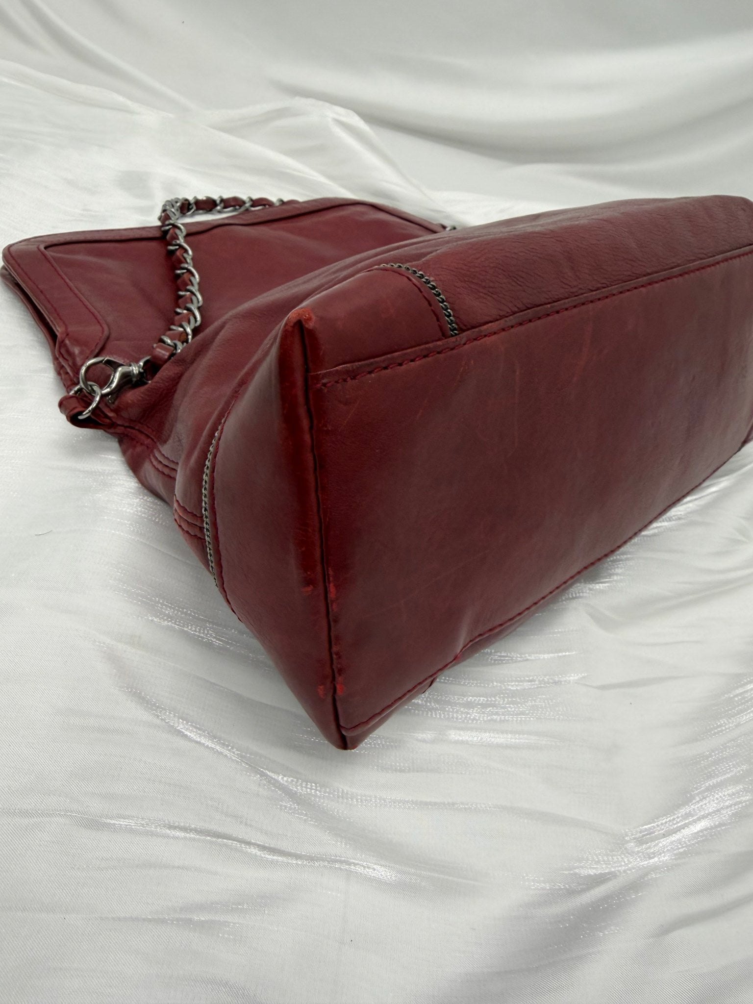 Chanel Burgundy Calfskin CC Soho Chain Shoulder Bag