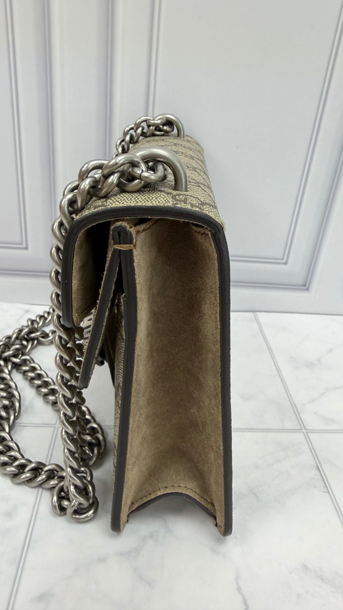 Gucci Brown GG Supreme Canvas & Suede Mini Dionysus Chain Bag