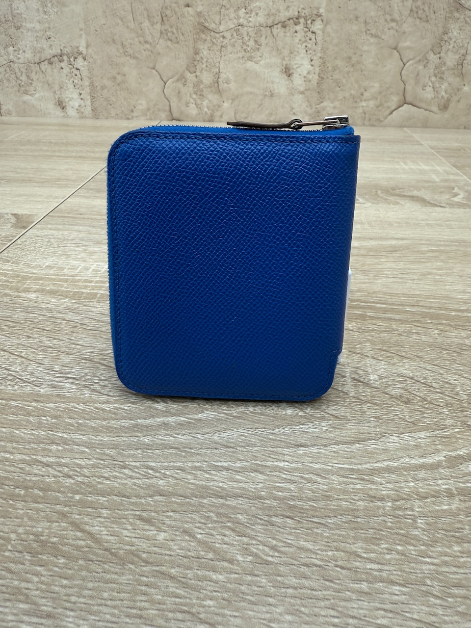 Hermes Blue Epsom Leather Azap Compact Zippy Wallet