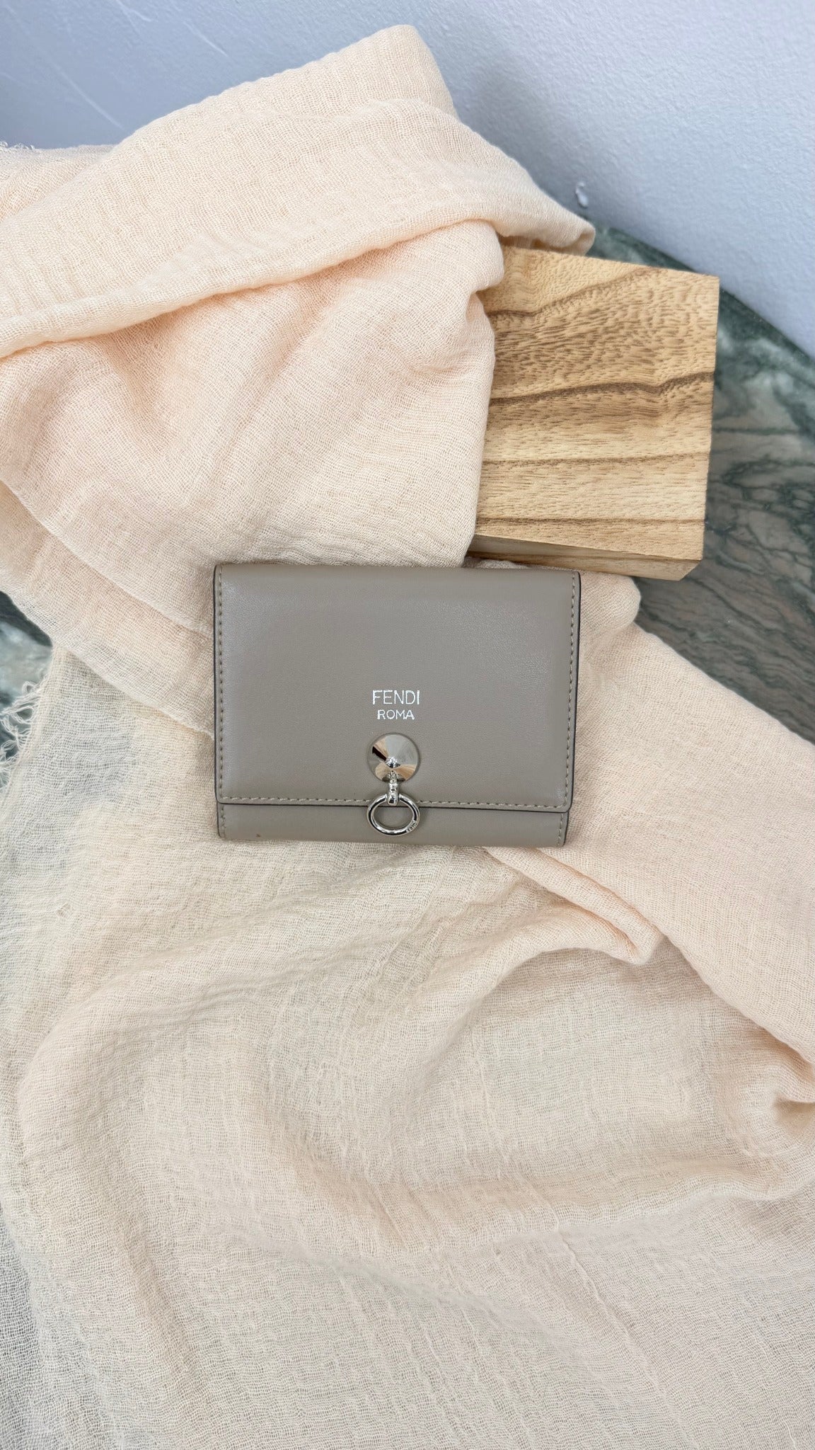 Fendi Taupe Leather By The Way Compact Wallet 