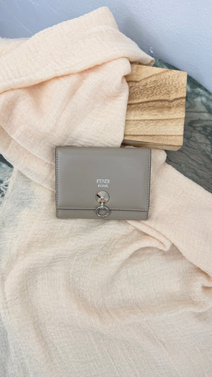 Fendi Taupe Leather By The Way Compact Wallet