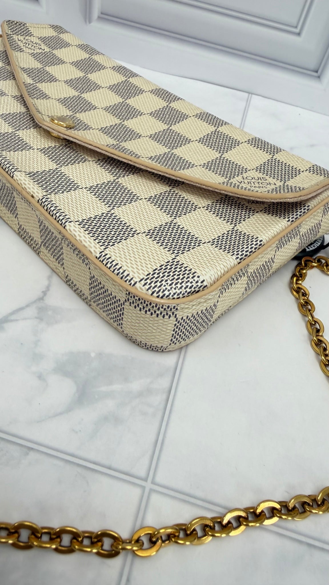 Louis Vuitton Damier Azur & Rose Ballerine Felicie Pochette 